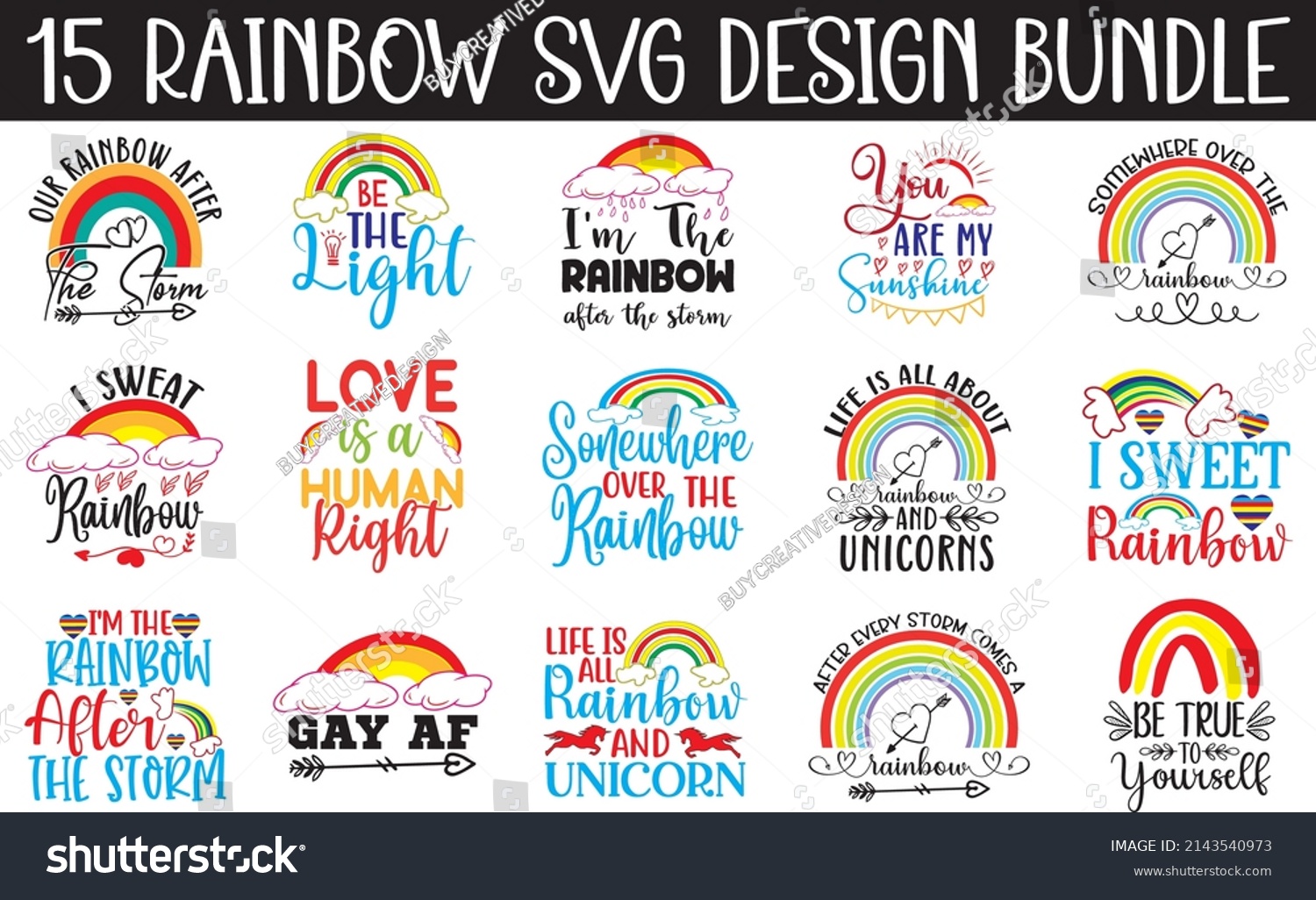 SVG of 15 rainbow svg design bundle svg