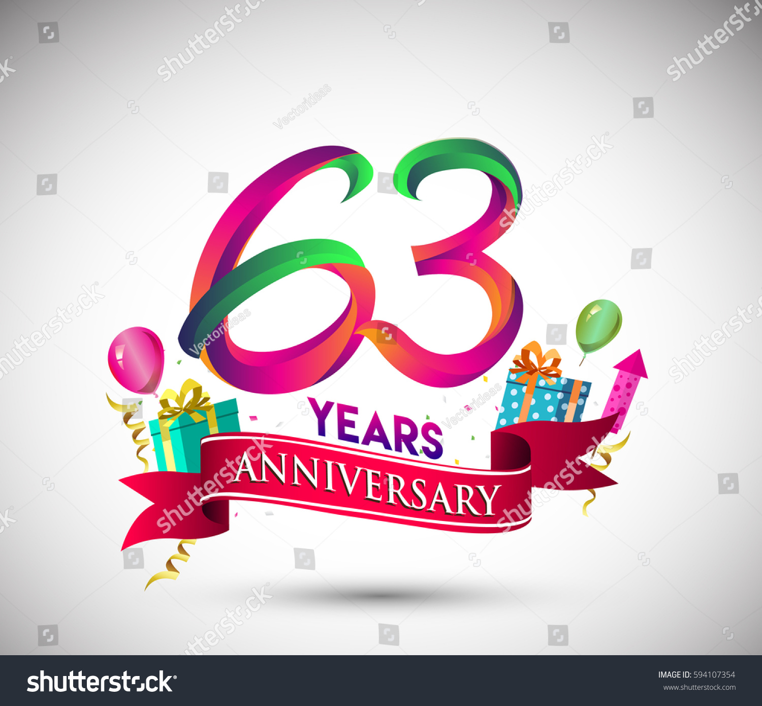 63rd Anniversary Celebration Design Gift Box Stock Vector 594107354 ...