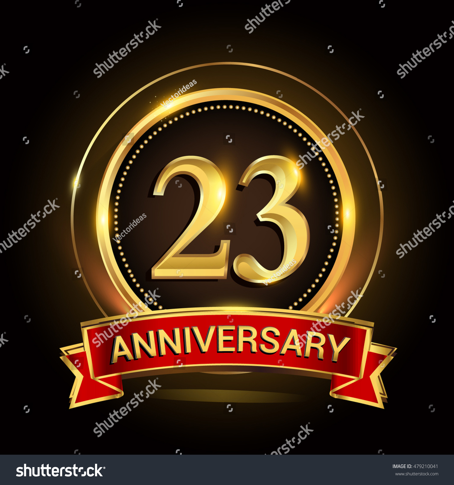 23rd Golden Anniversary Logo Ring Ribbon Stock Vector Royalty Free