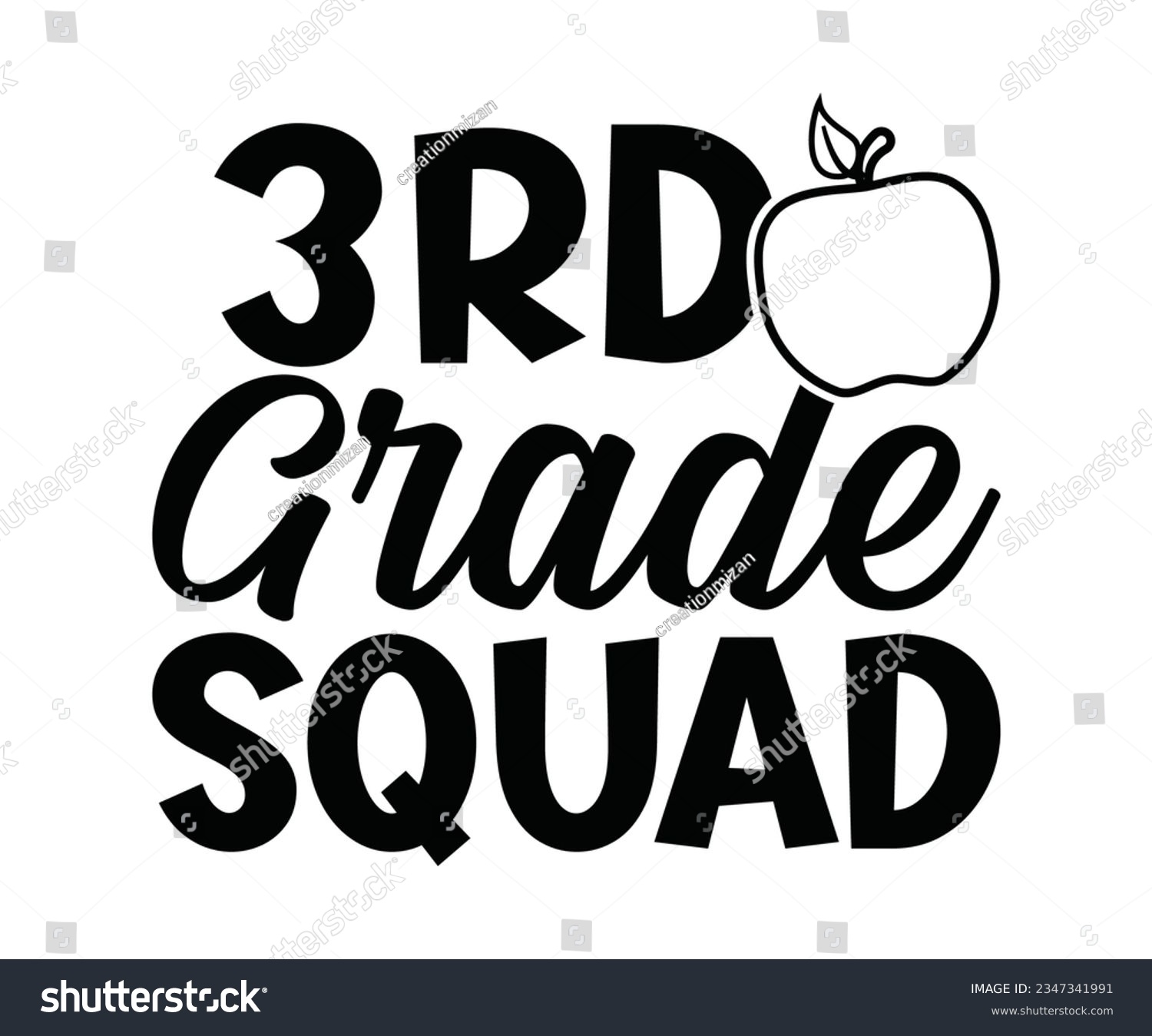 SVG of 3 rd grade squad  SVG, school SVG, kids school, Cut File Cricut, Back to School T-Shat, Teacher life, Back to Svg, Apple Silhouette svg
