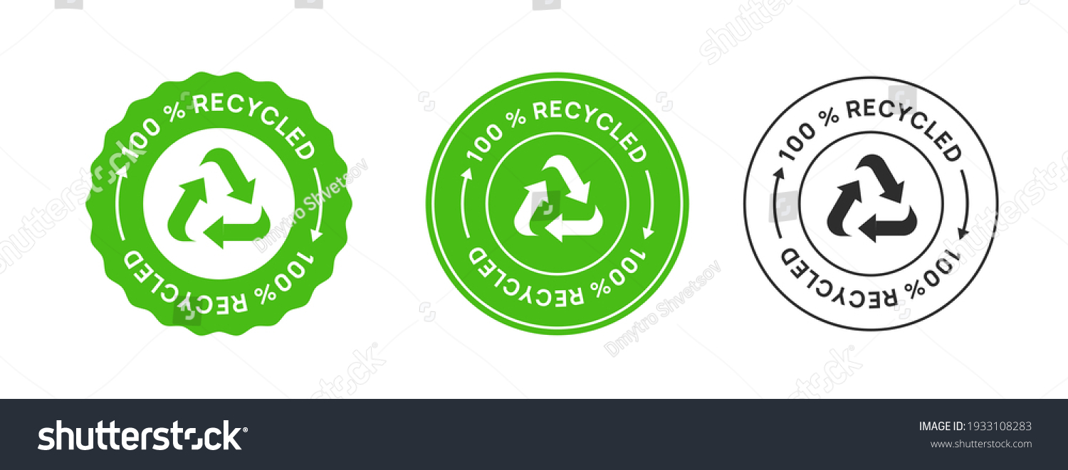 SVG of 100% Recycled Label Icon Sign. Biodegradable Sticker. svg