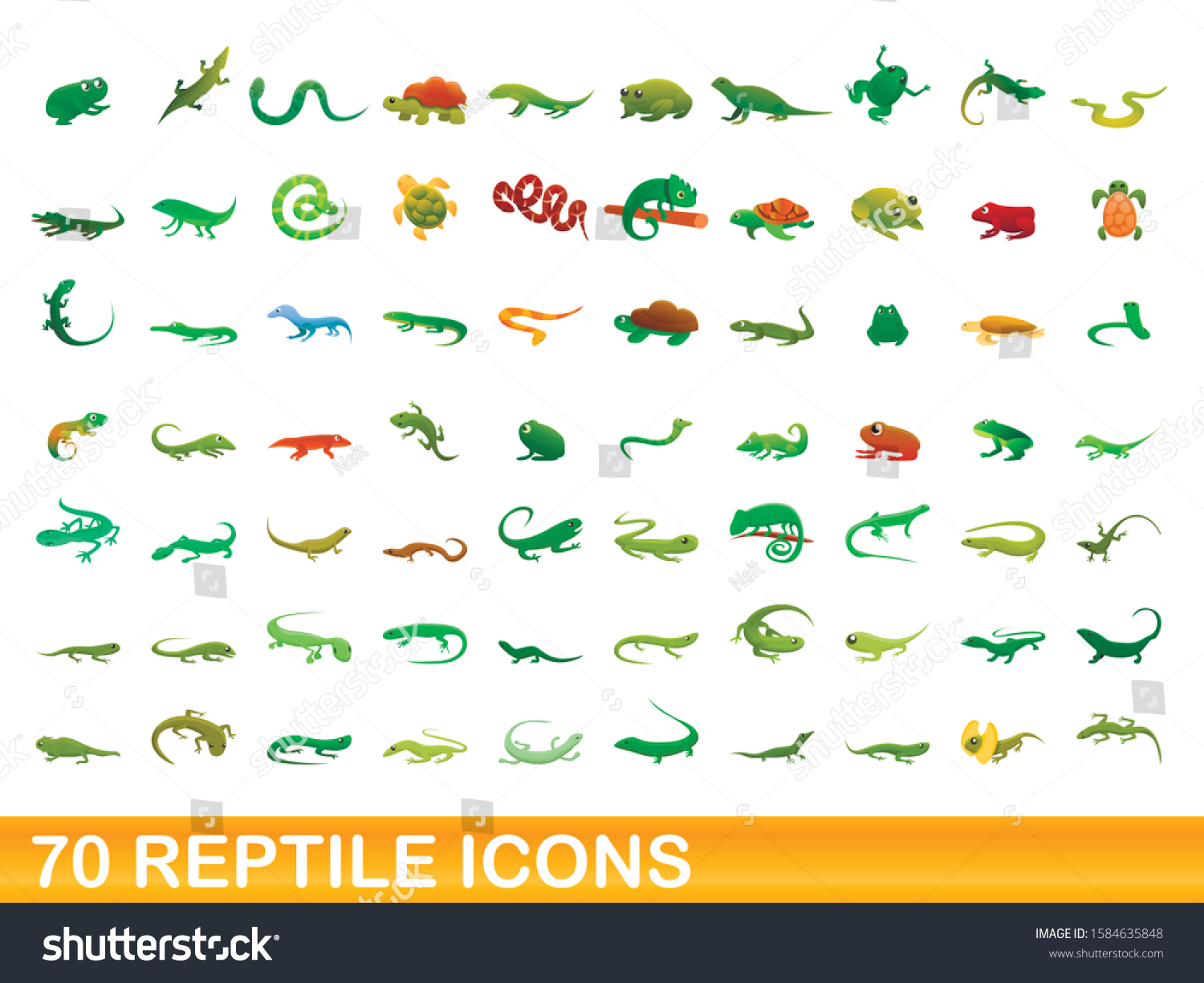 70 Reptile Icons Set Cartoon Illustration Stock Vector (Royalty Free ...