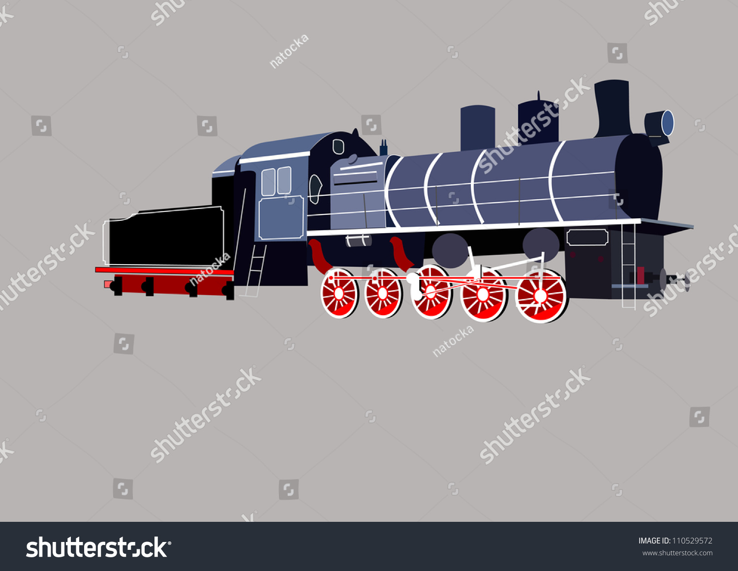 blue train with red wheels on gray background clip art preview