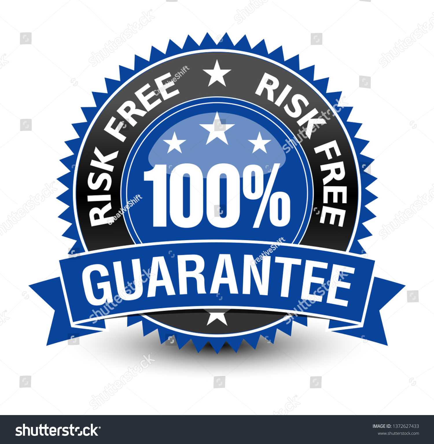 100 Risk Free Guarantee Blue Ribbon Stock Vector (Royalty Free) 1372627433