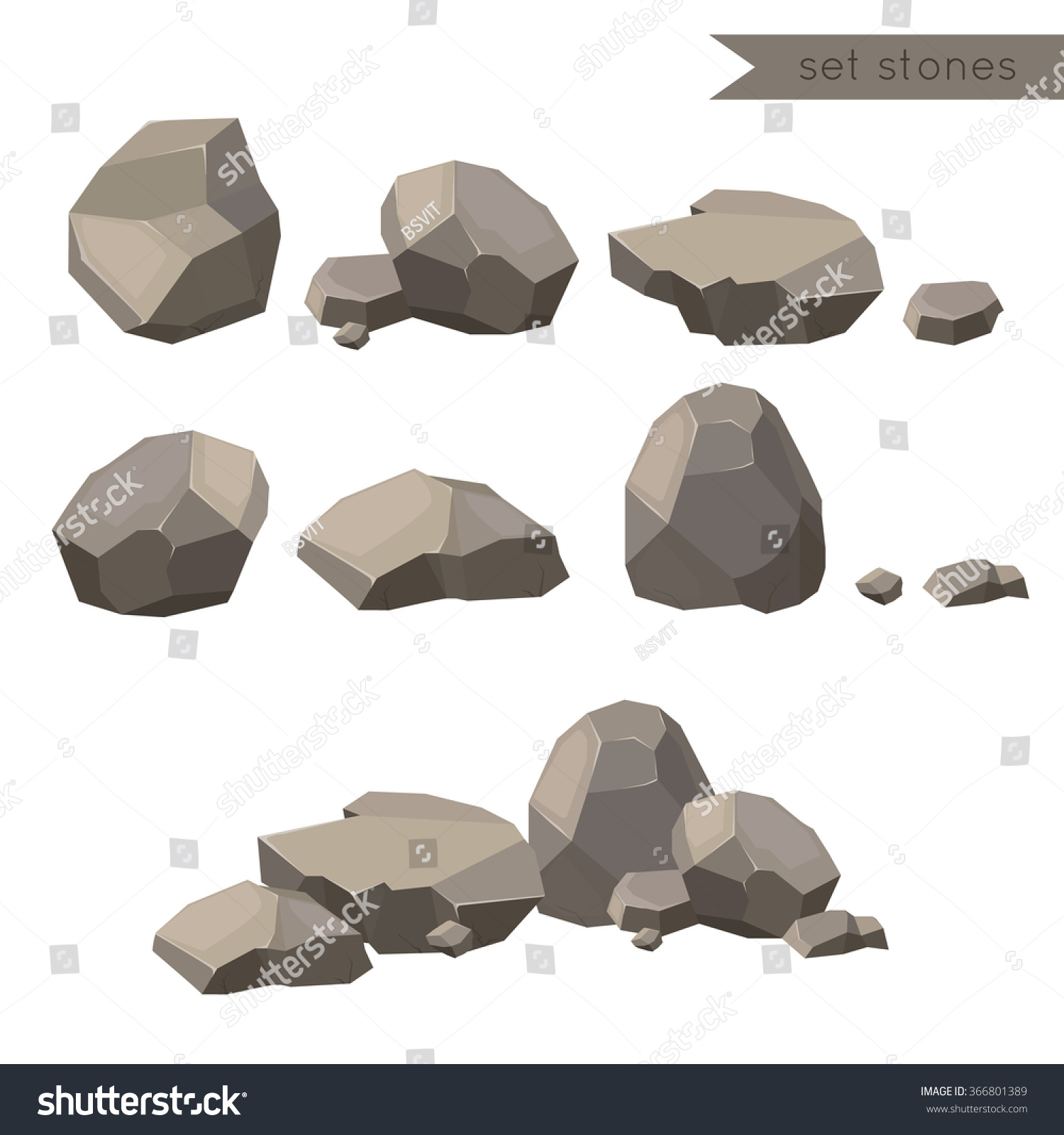 Rocks Stones Single Piled Damage Rubble Stock Vector (Royalty Free ...