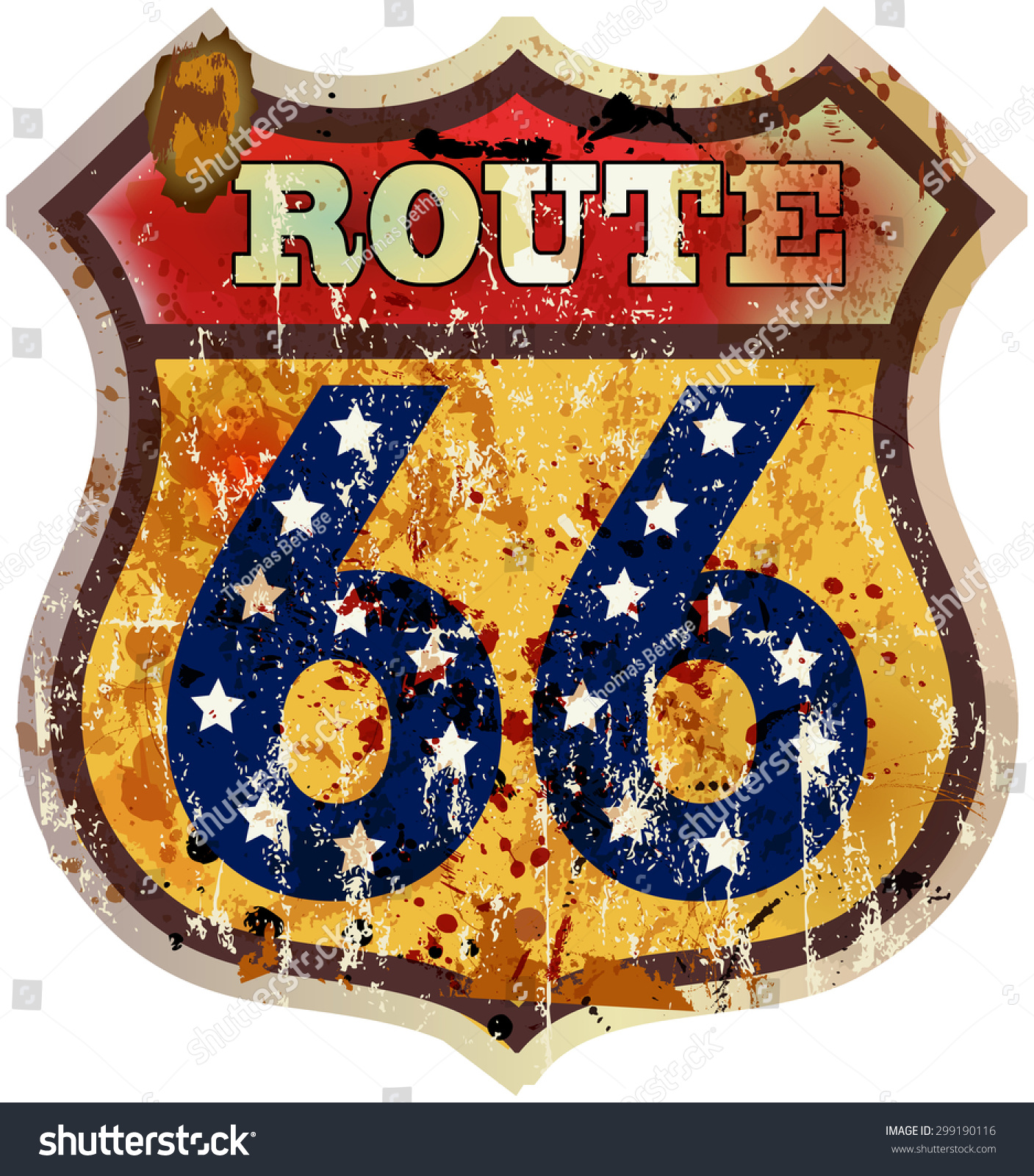 Route Sixty Six Road Sign Fictional Stock Vector (Royalty Free ...