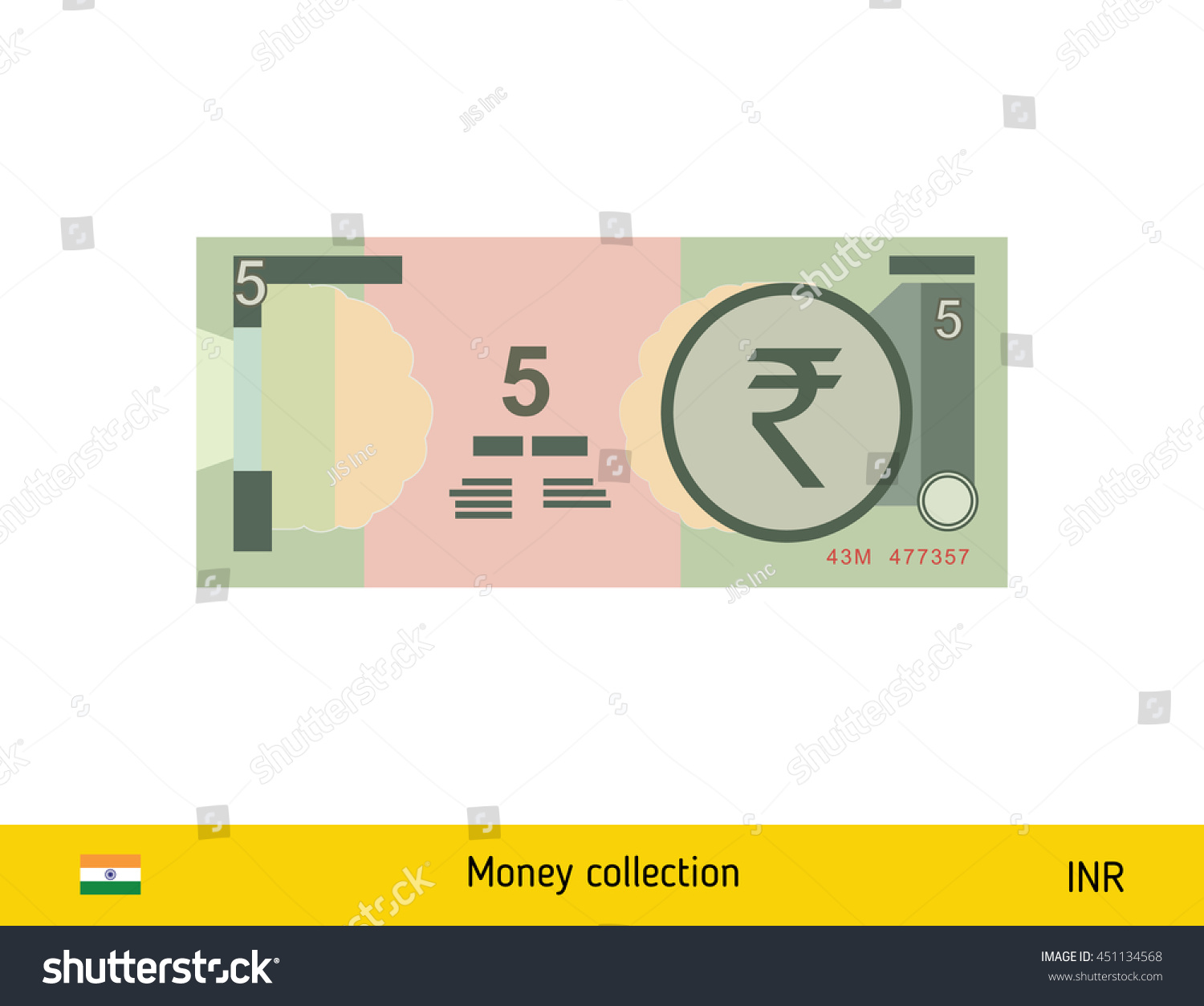 SVG of 5 rupee banknote illustration. svg