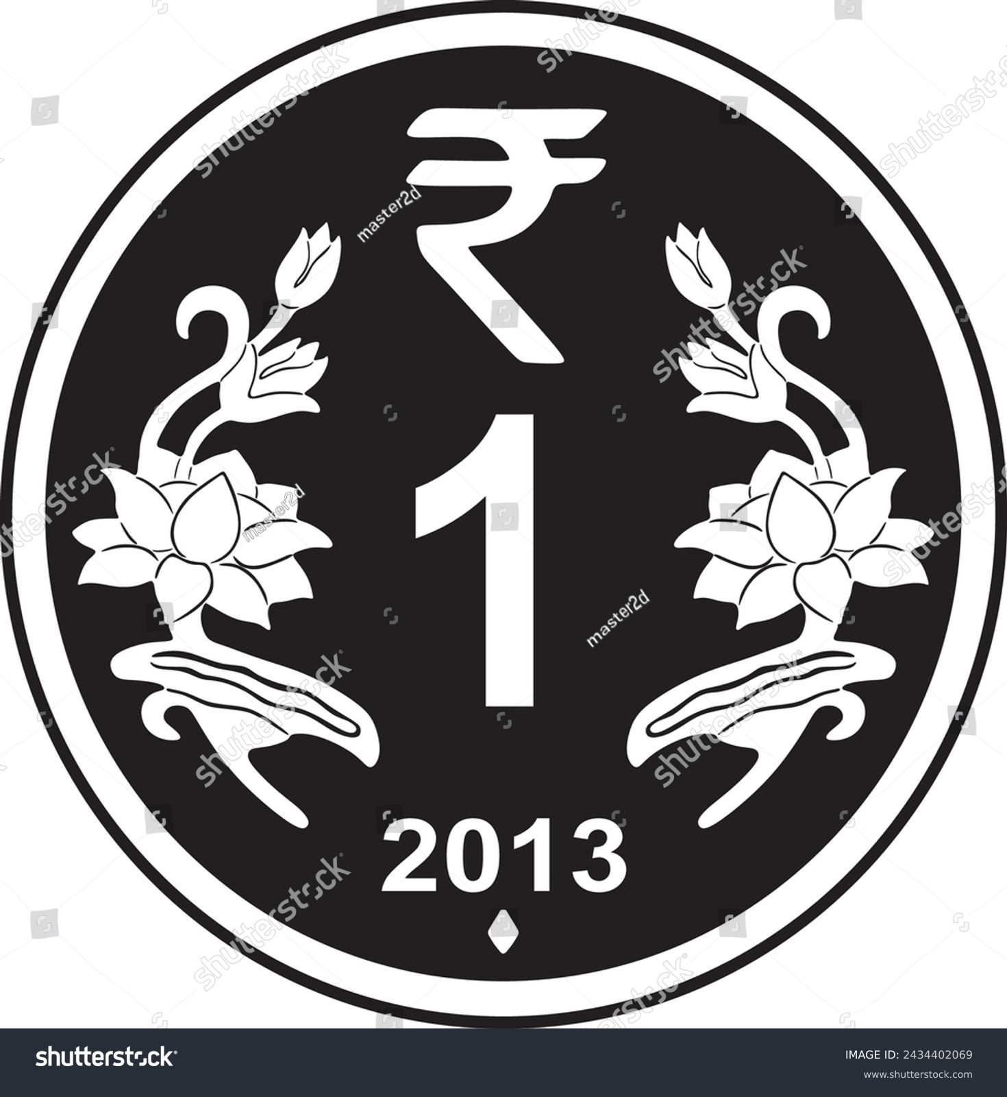 SVG of 1 rupee coin vector silhouette handmade design svg
