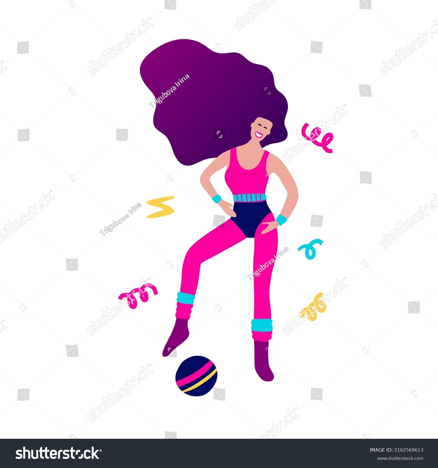 80s Girl Doing Aerobic Exercise Woman Stock Vector Royalty Free 2162569613 Shutterstock 7655