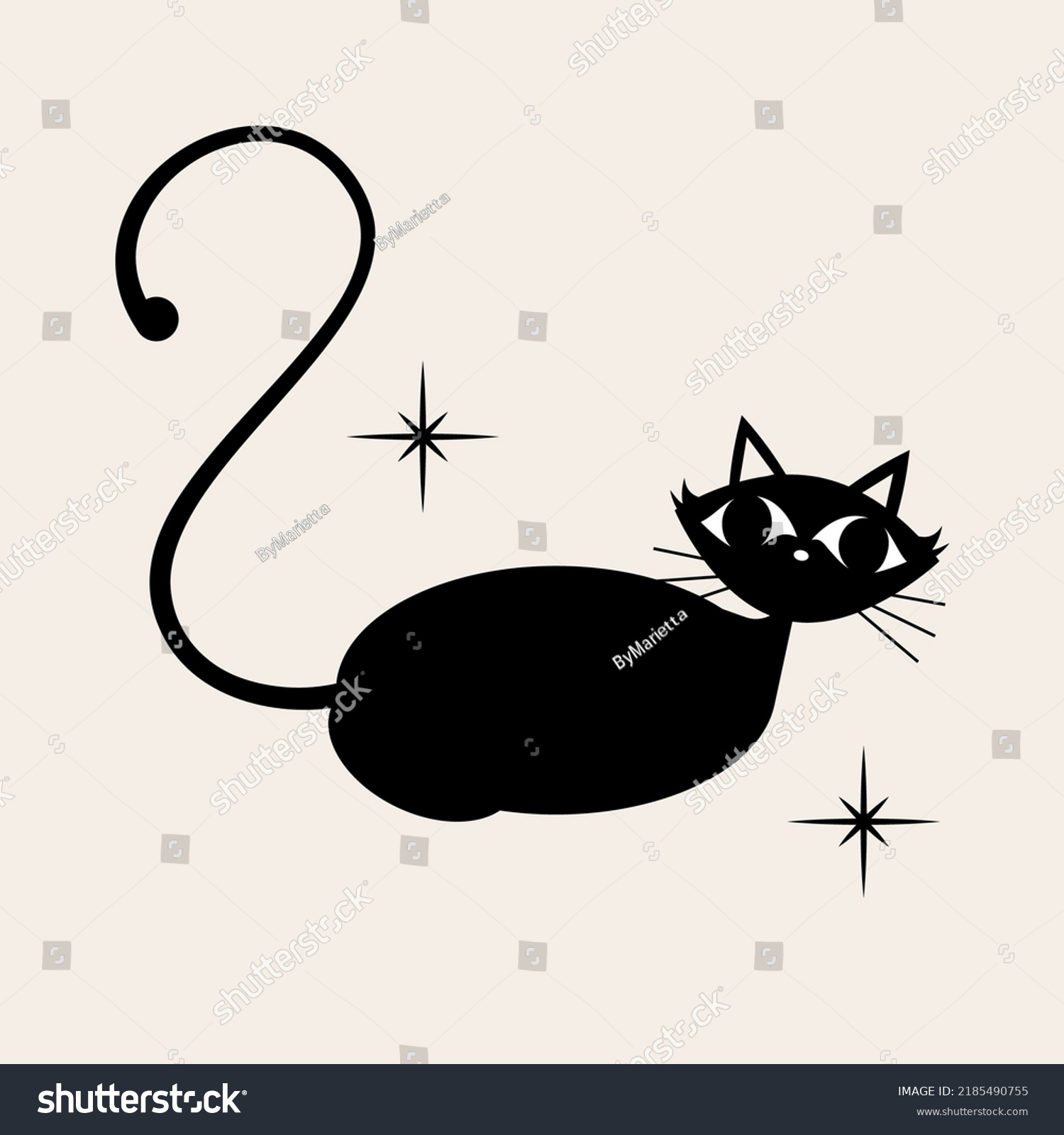 SVG of 1950s Mid Century Modern Atomic Black Cats and Starbursts svg