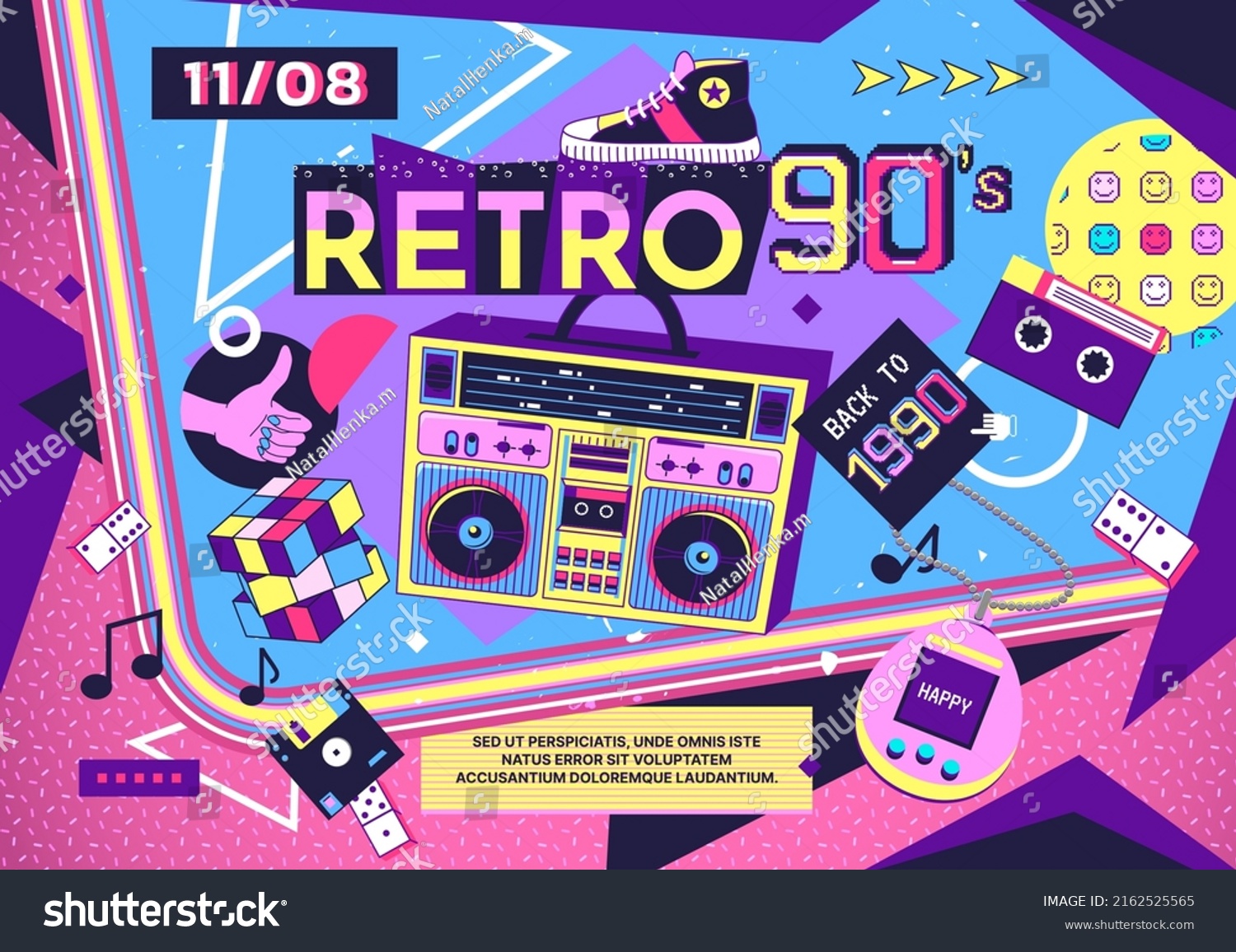 90s Music Background Retro 1990s Banner Stock Vector (Royalty Free ...