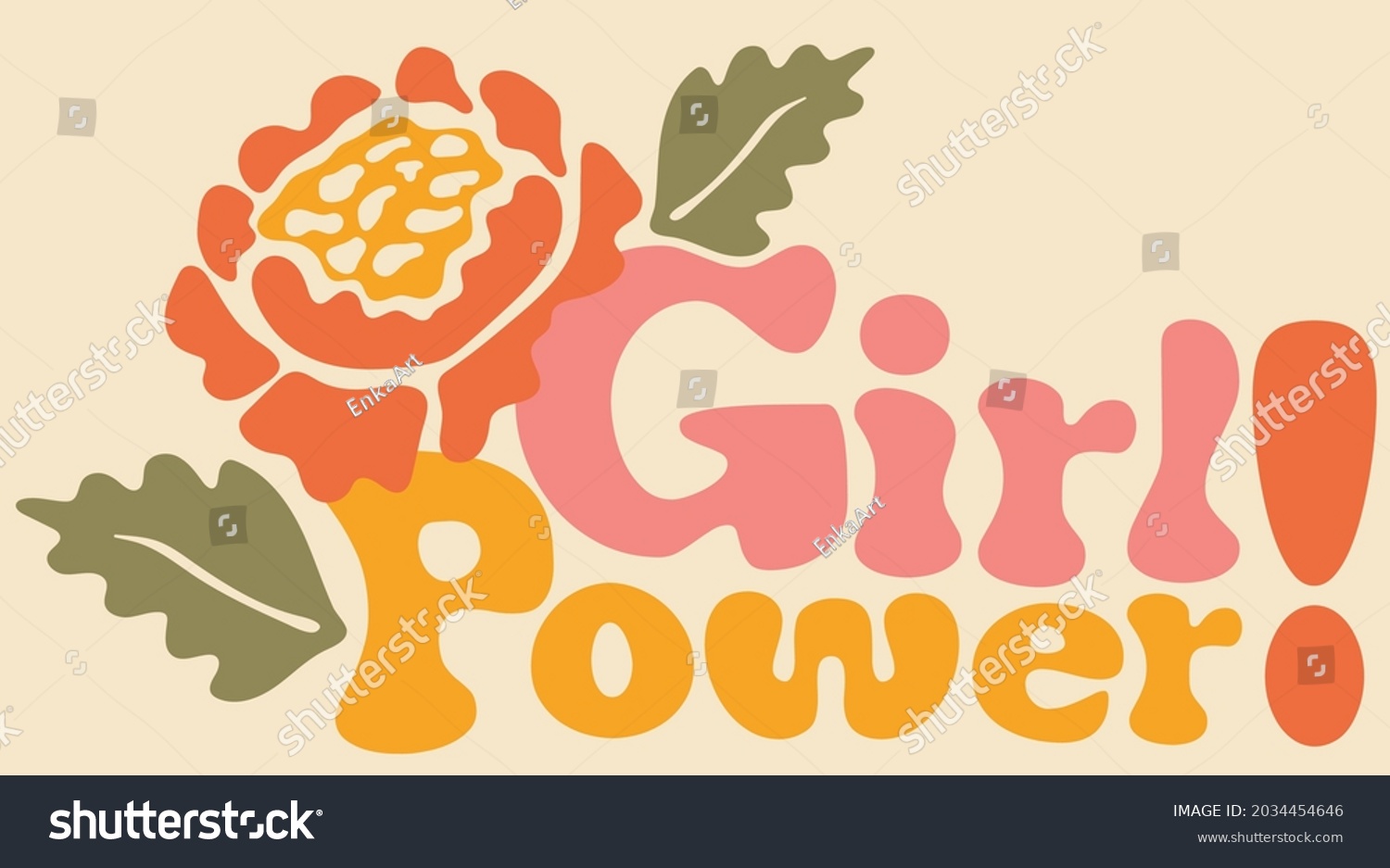 70s Retro Groovy Girl Power Slogan Stock Vector (Royalty Free ...