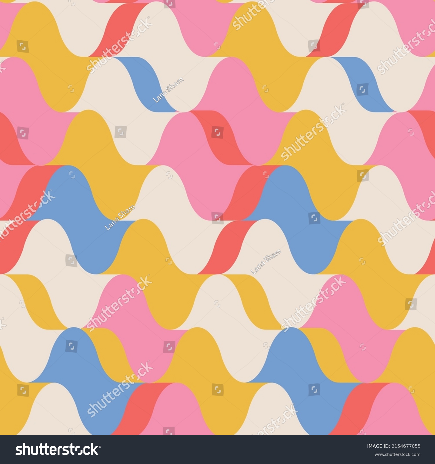 SVG of 50s - 60s Mid Century Seamless Pattern. Wavy geometric groovy background. Flat vector illustration. svg