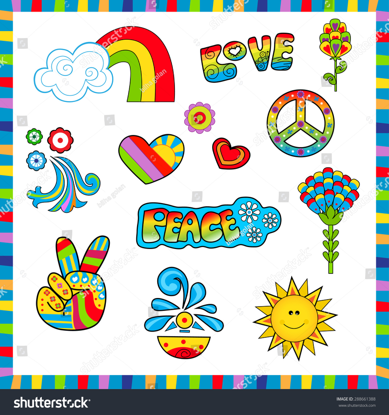 60s Style Icons Groovy Colorful Sixties Stock Vector 288661388 ...