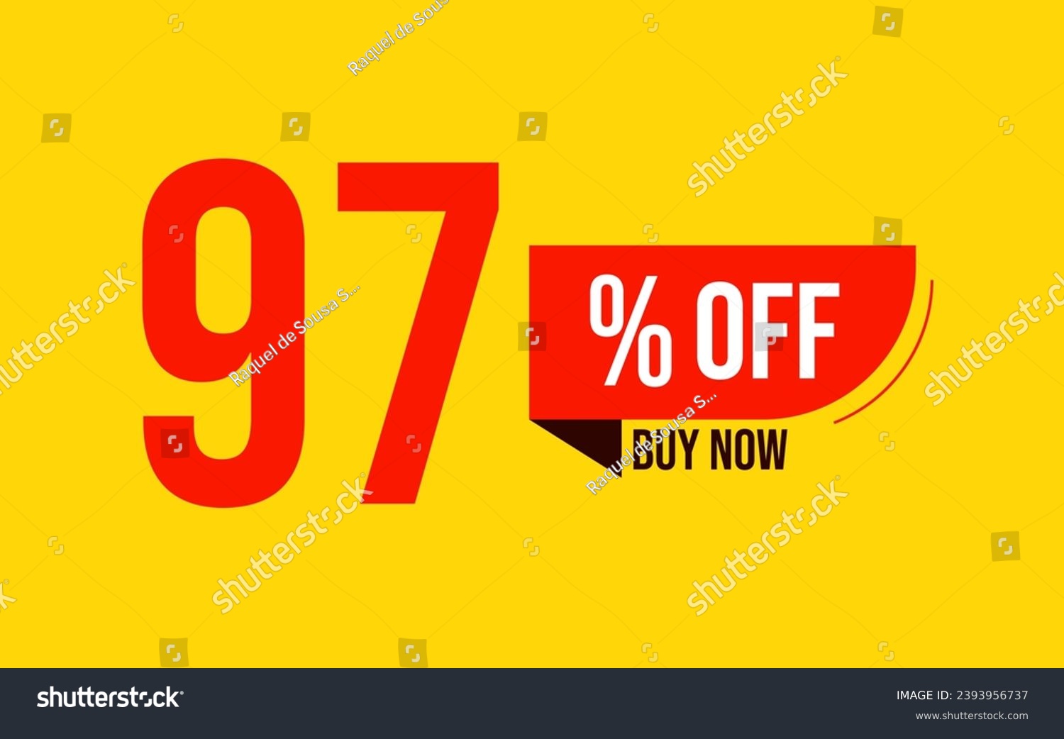 SVG of 97% sale offer. Special offer discount label with sale percentage. 97 percent off price reduction badge. Promotion design isolated vector illustration, red and yellow. svg