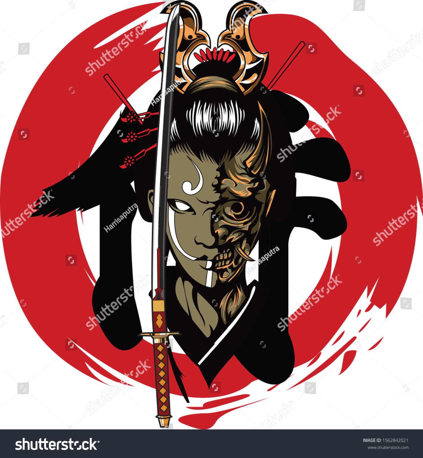 Samurai Girl Vector Available Your Project Stock Vector Royalty Free