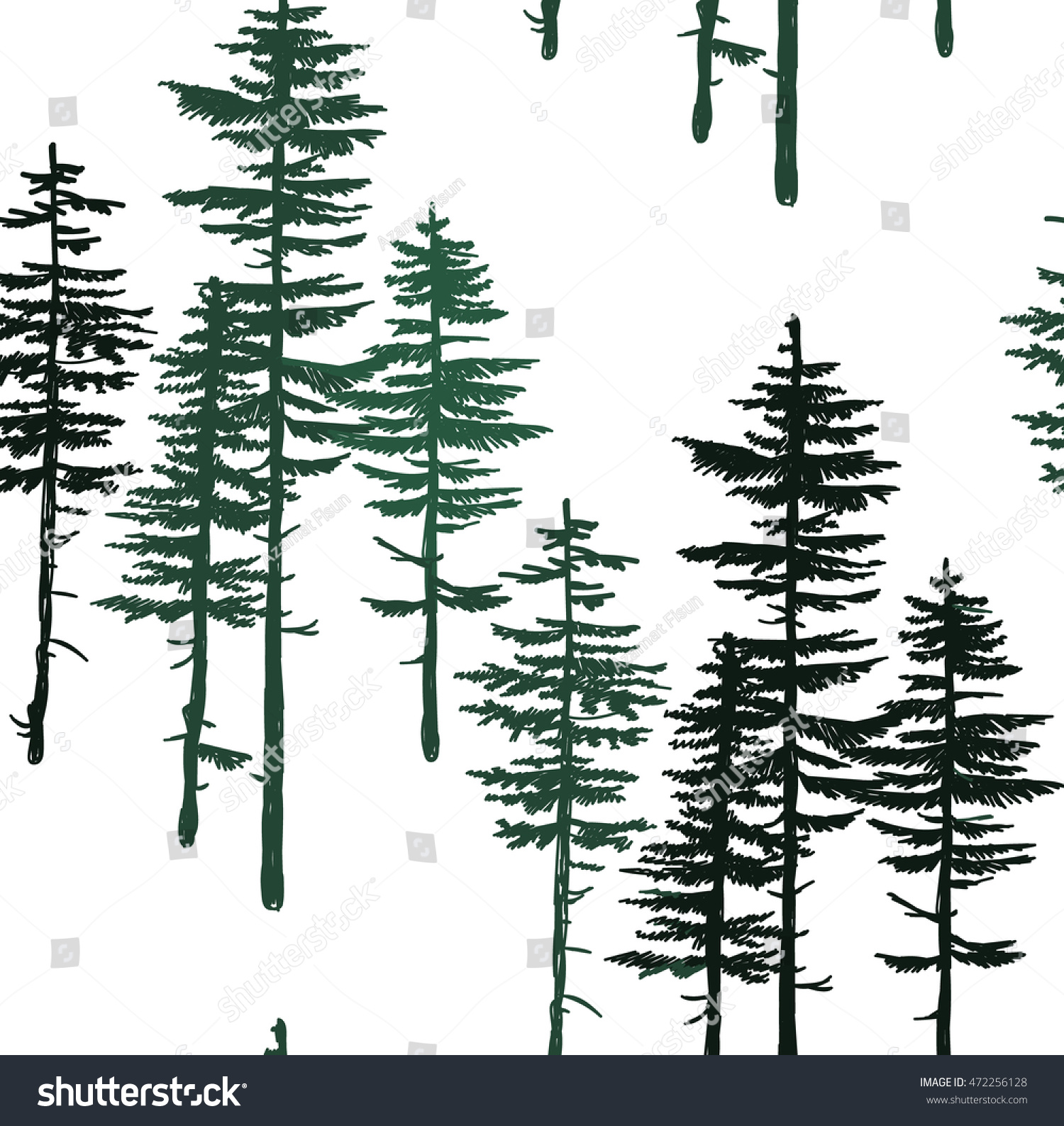 Seamless Pattern Christmas Trees Pine Trees Stock Vector (Royalty Free ...