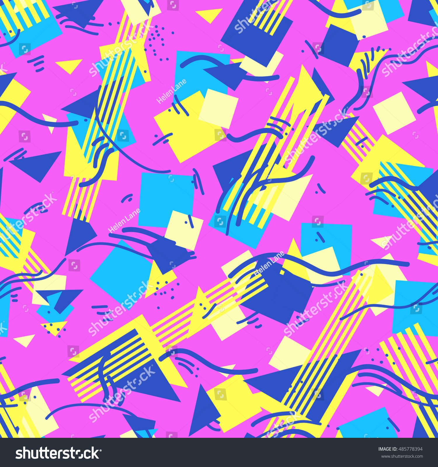 Seamless Pattern Triangles Vaporwave Colors Vector Stock Vector