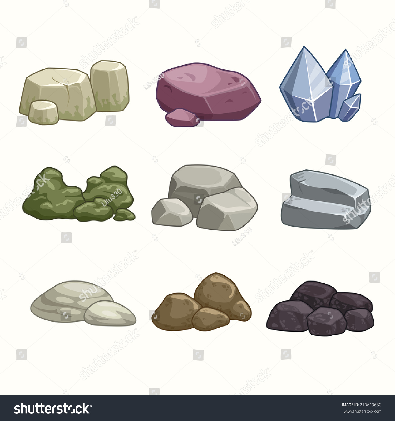 Set Of Cartoon Vector Stones And Minerals - 210619630 : Shutterstock
