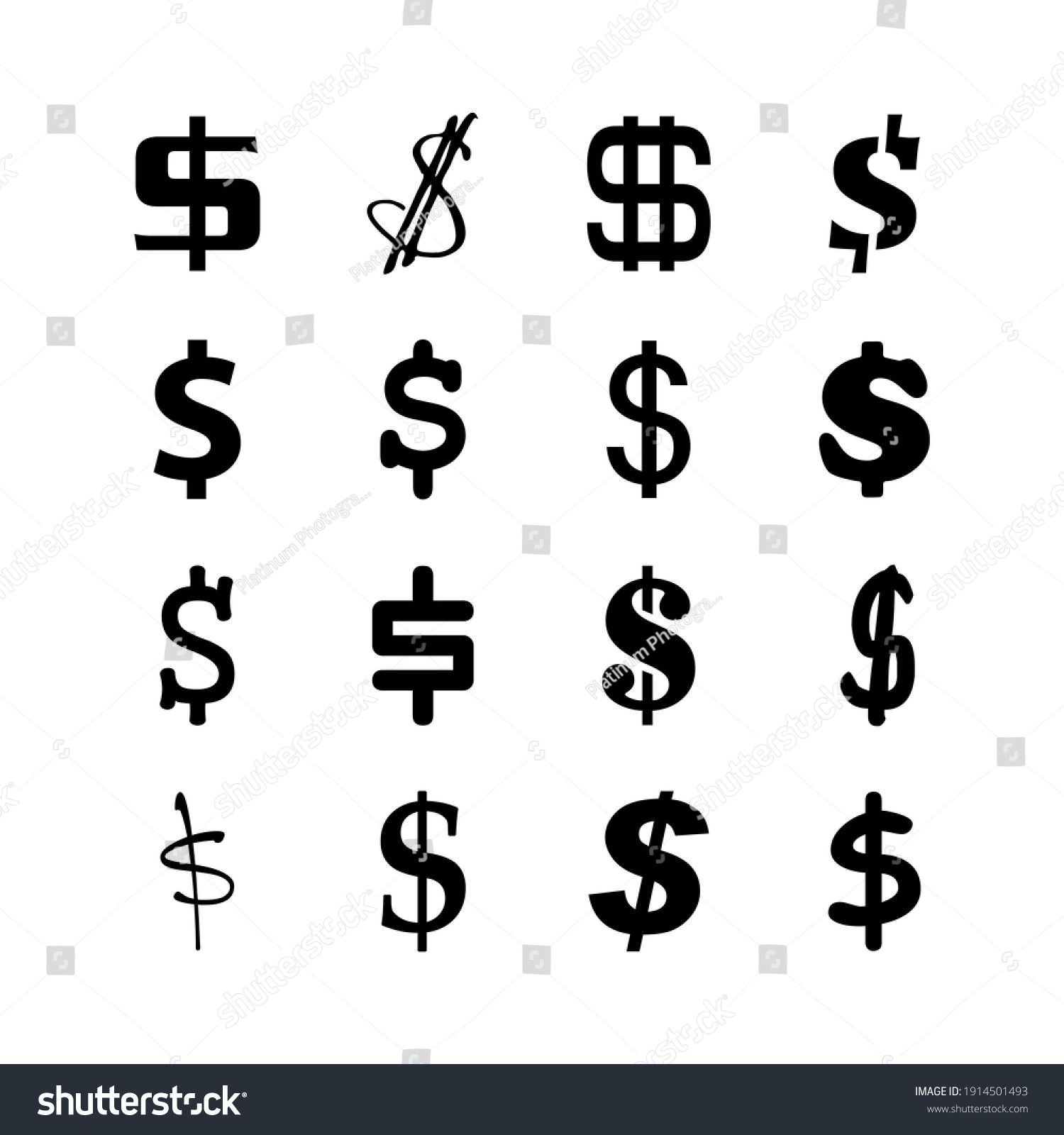 Set Dollar Icons Logos Isolated On Stock Vector (Royalty Free ...