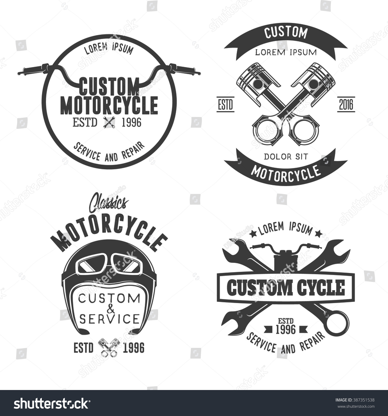 Set Motorcycle Badge Stock Vector 387351538 - Shutterstock