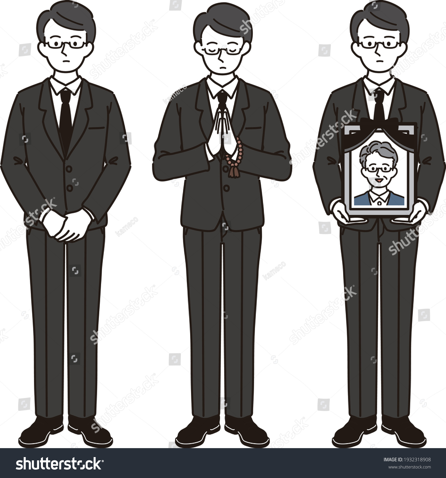 SVG of 3 sets of men in mourning clothes svg