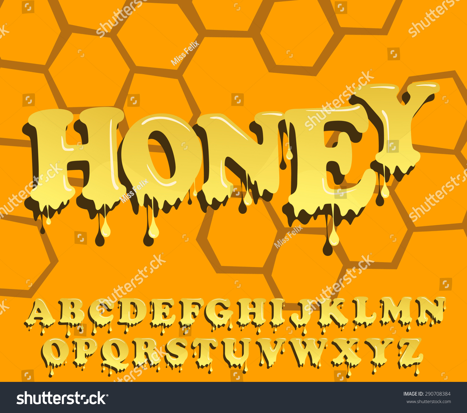 Shiny, Glazed, Honey Alphabet Design. Melting Font. Vector Letterhead ...