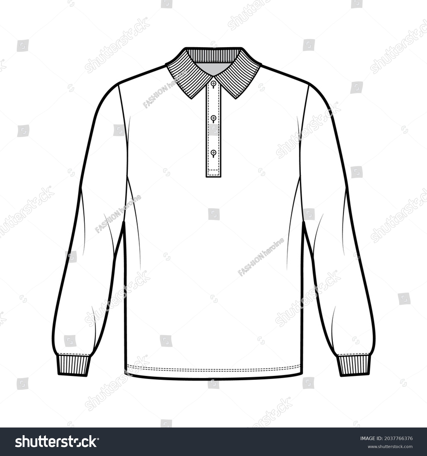 Shirt Polo Oversized Technical Fashion Illustration Stock Vector ...