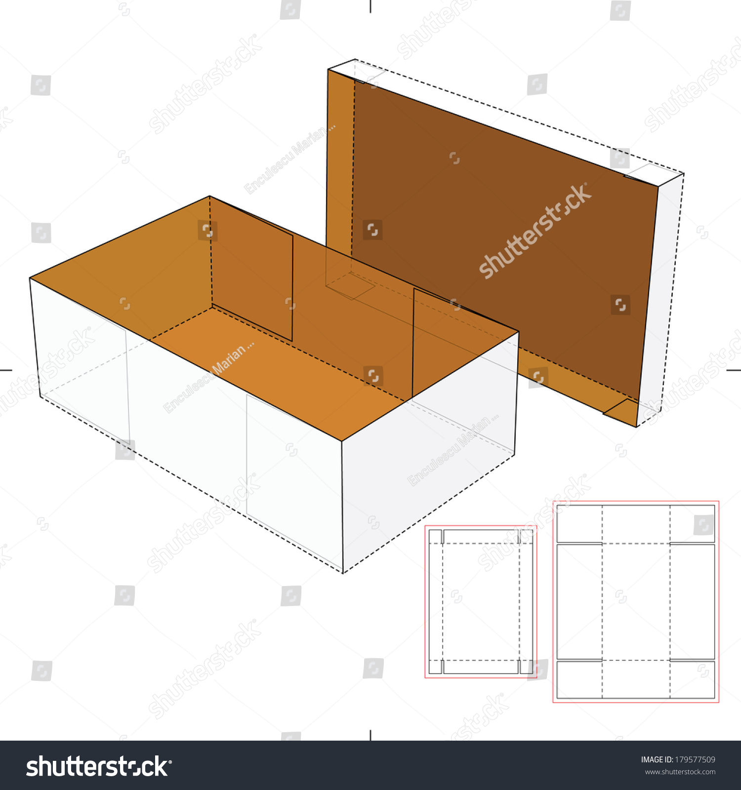 Shoes Cardboard Box Diecut Pattern Stock Vector 179577509 - Shutterstock