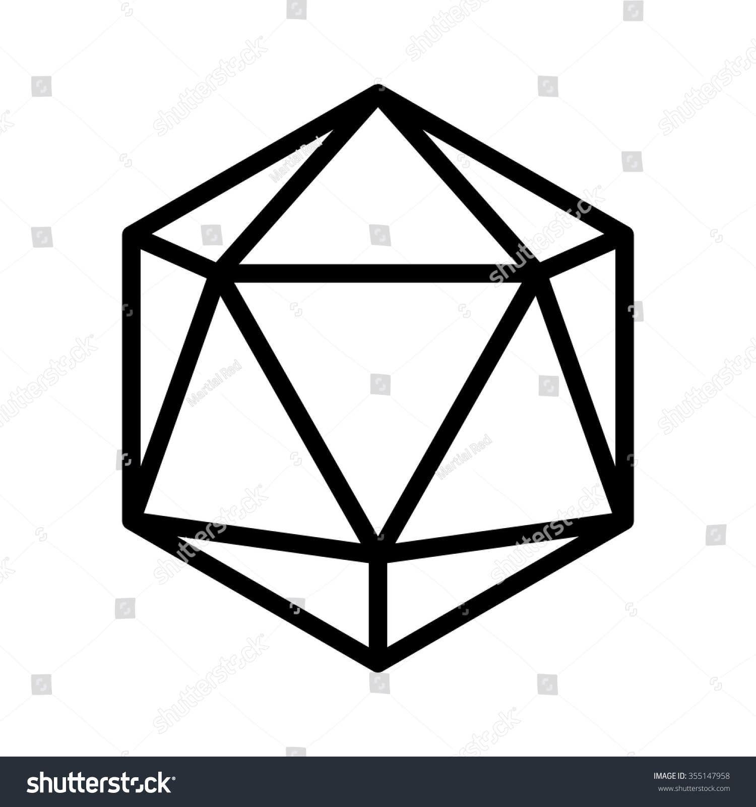 SVG of 20 sided / 20d dice line art vector icon for apps and websites svg