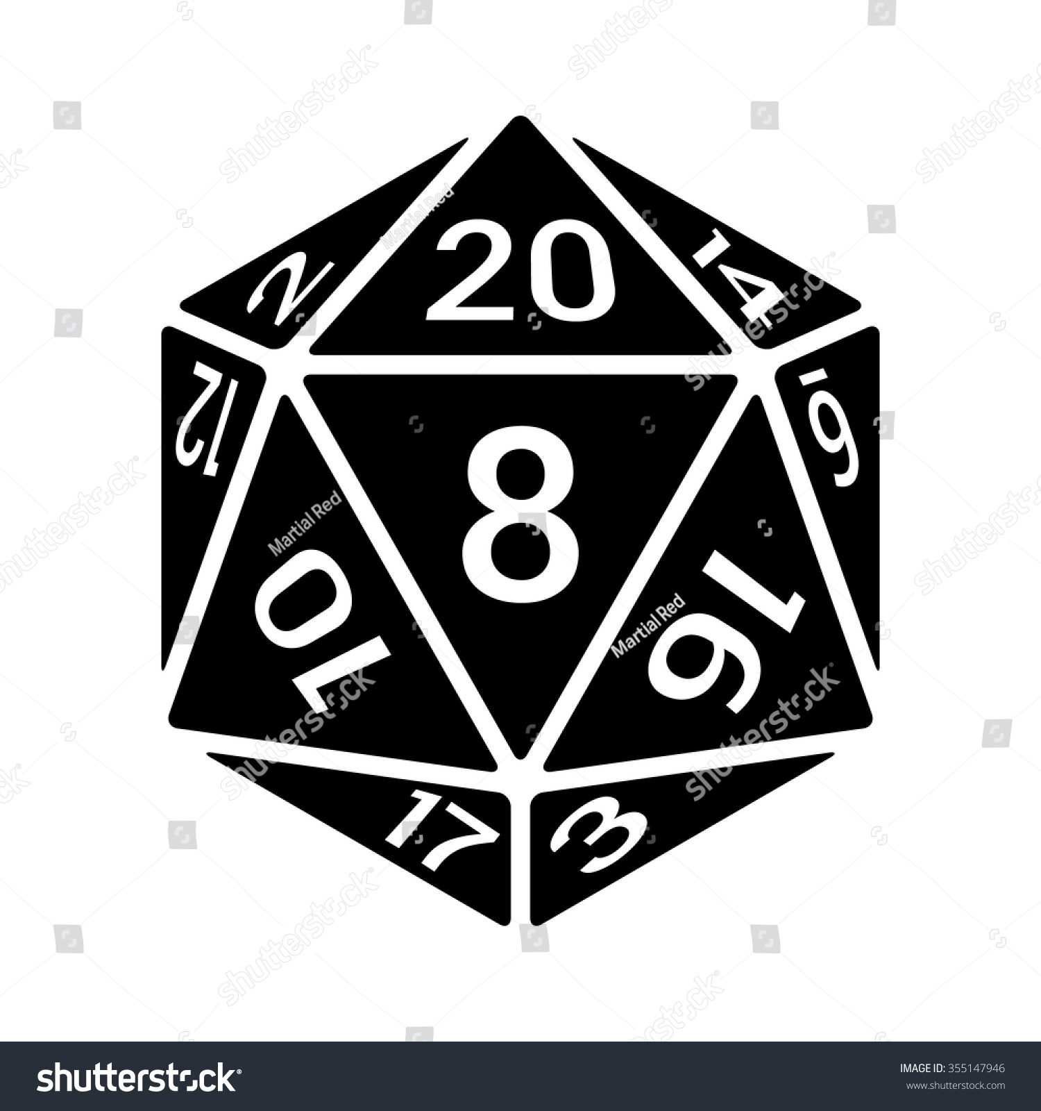 SVG of 20 sided / 20d dice with numbers flat vector icon for apps and websites svg