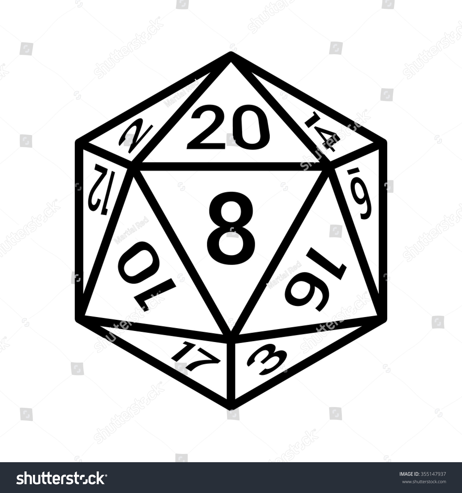 20 Sided 20d Dice Numbers Line Stock Vector 355147937 - Shutterstock