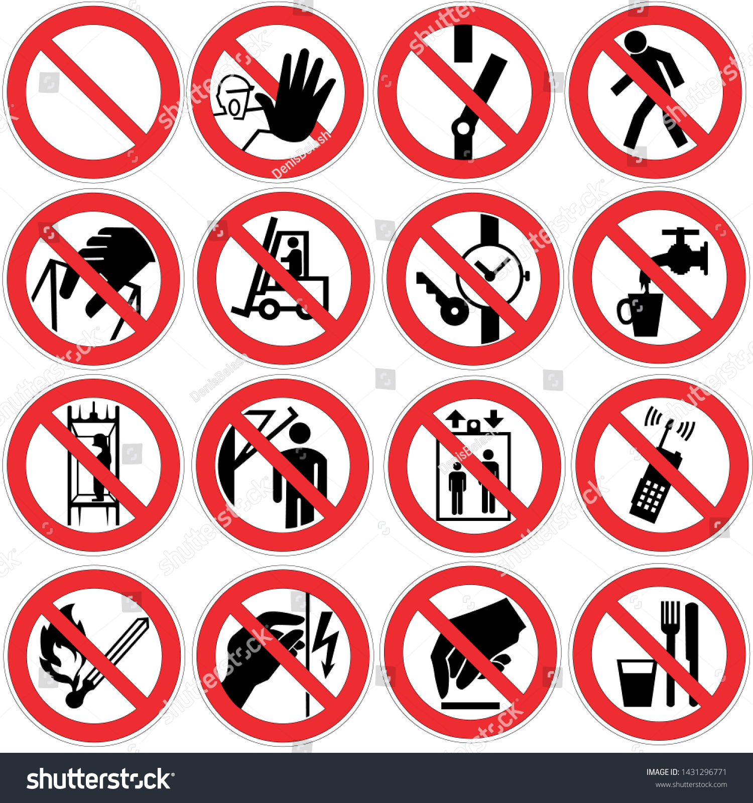 Signs Prohibitory Actions Work Illustration Vector Stock Vector ...