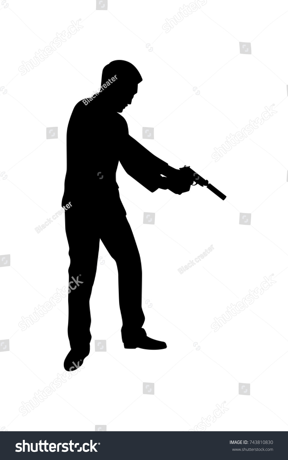 Silhouette Bodyguard Spy Man Gun Hand Stock Vector (Royalty Free) 743810830