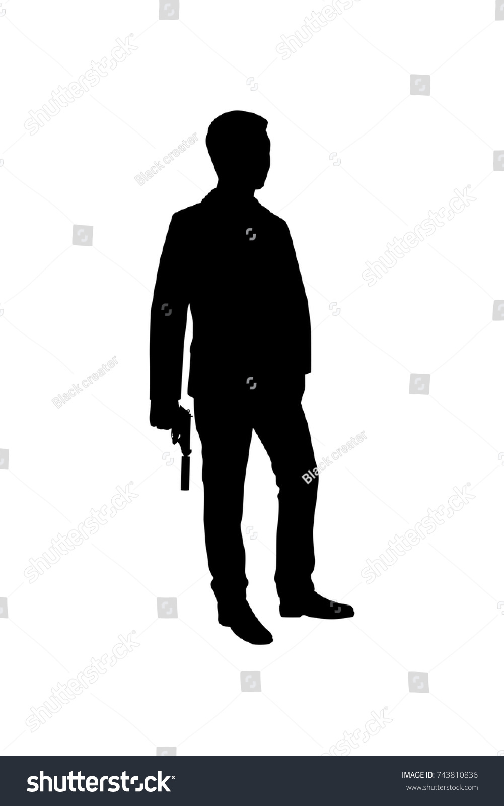 Silhouette Bodyguard Spy Man Gun Hand Stock Vector (Royalty Free) 743810836