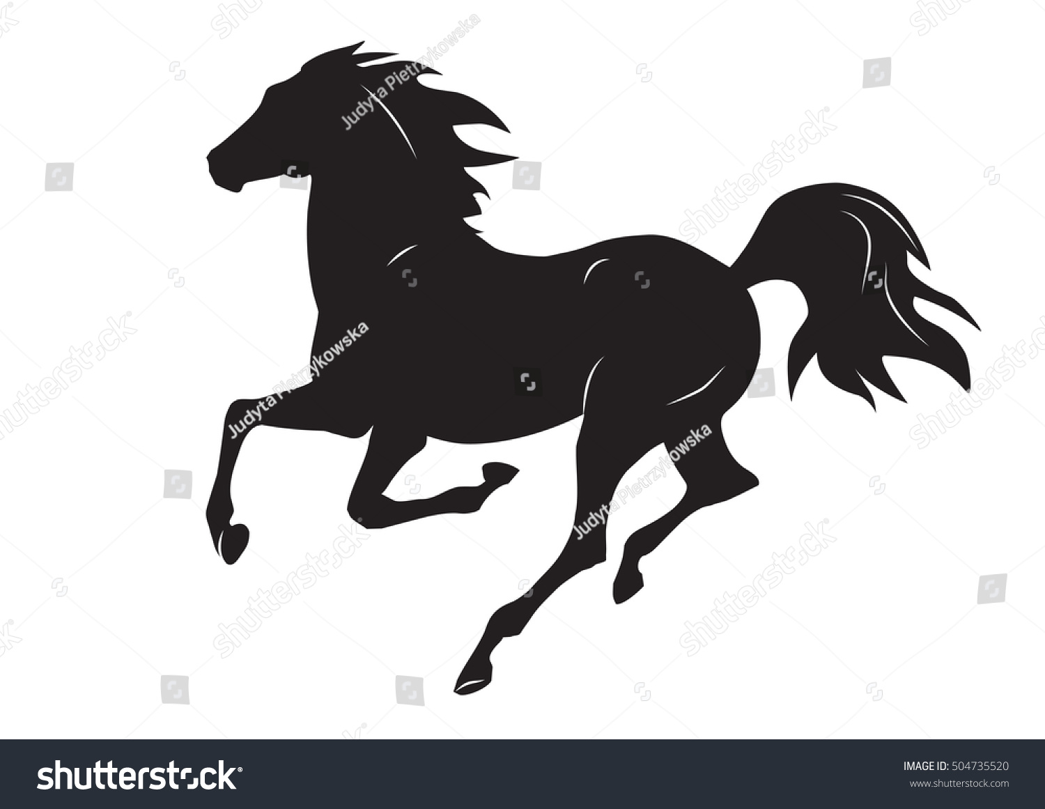 黒い走り馬のシルエット ベクターイラスト のベクター画像素材 ロイヤリティフリー