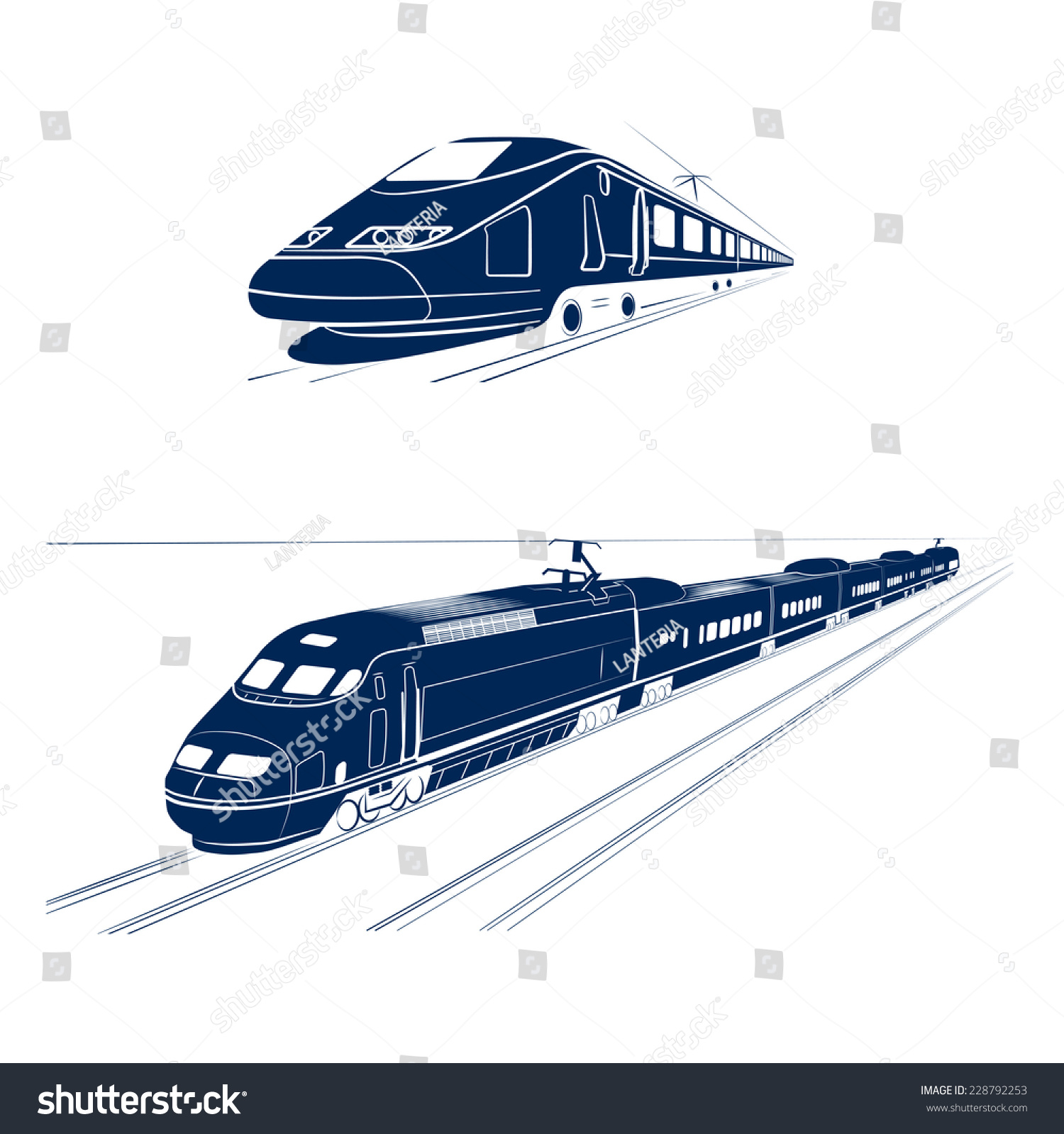 Silhouette Highspeed Passenger Train Stock Vector (Royalty Free ...