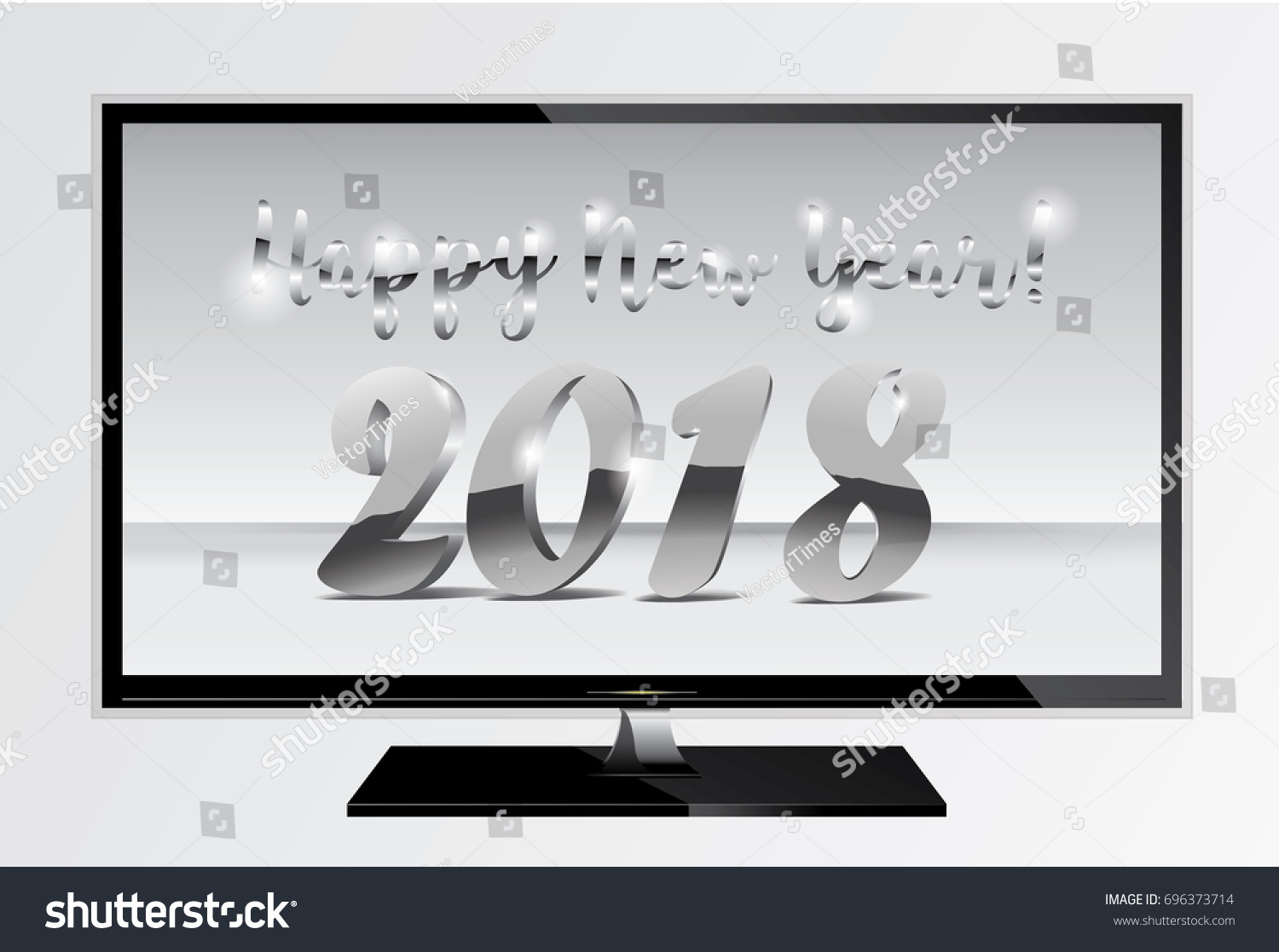 new year tv 2018 silver chrome numbers design ont stock vector new year tv 2018 silver chrome numbers design ont stock vector