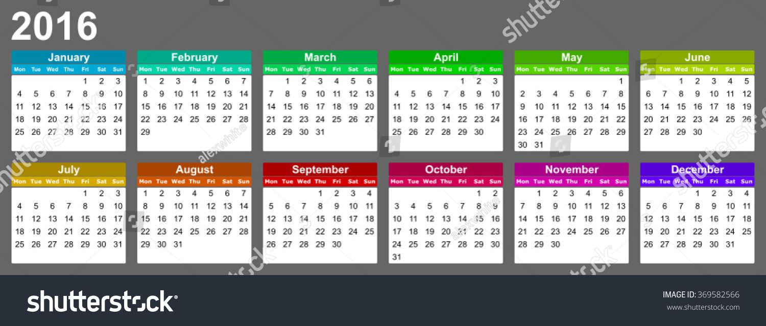 2016 simple editable vector calendar stock vector