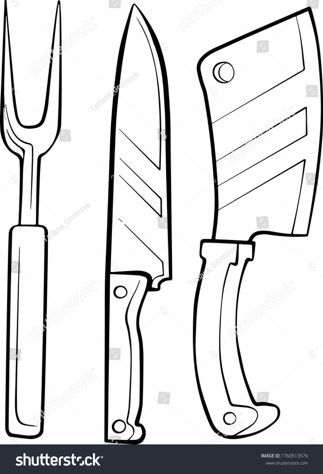 Sketch Barbecue Knives Ability Use Design Stock Vector (Royalty Free ...