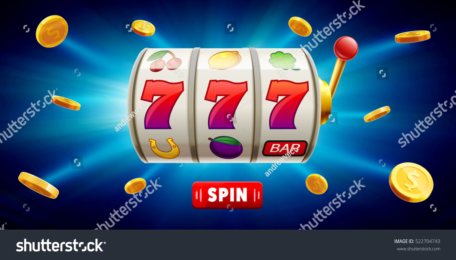 777 Slots 3d Element Isolated On Stock Vector (Royalty Free) 522704743