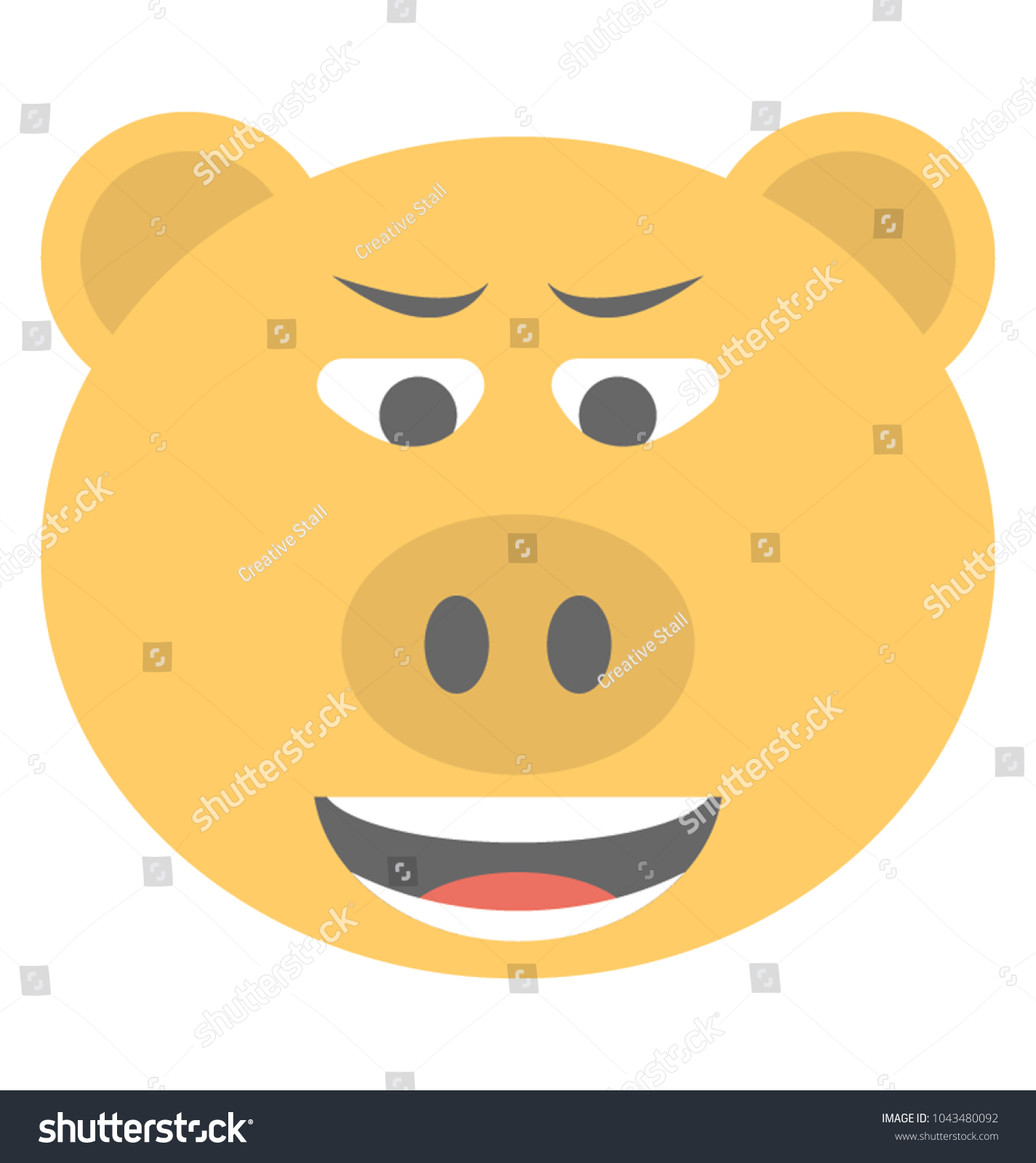 Smiling Pig Face Emoji Flat Vector Stock Vector Royalty Free 1043480092