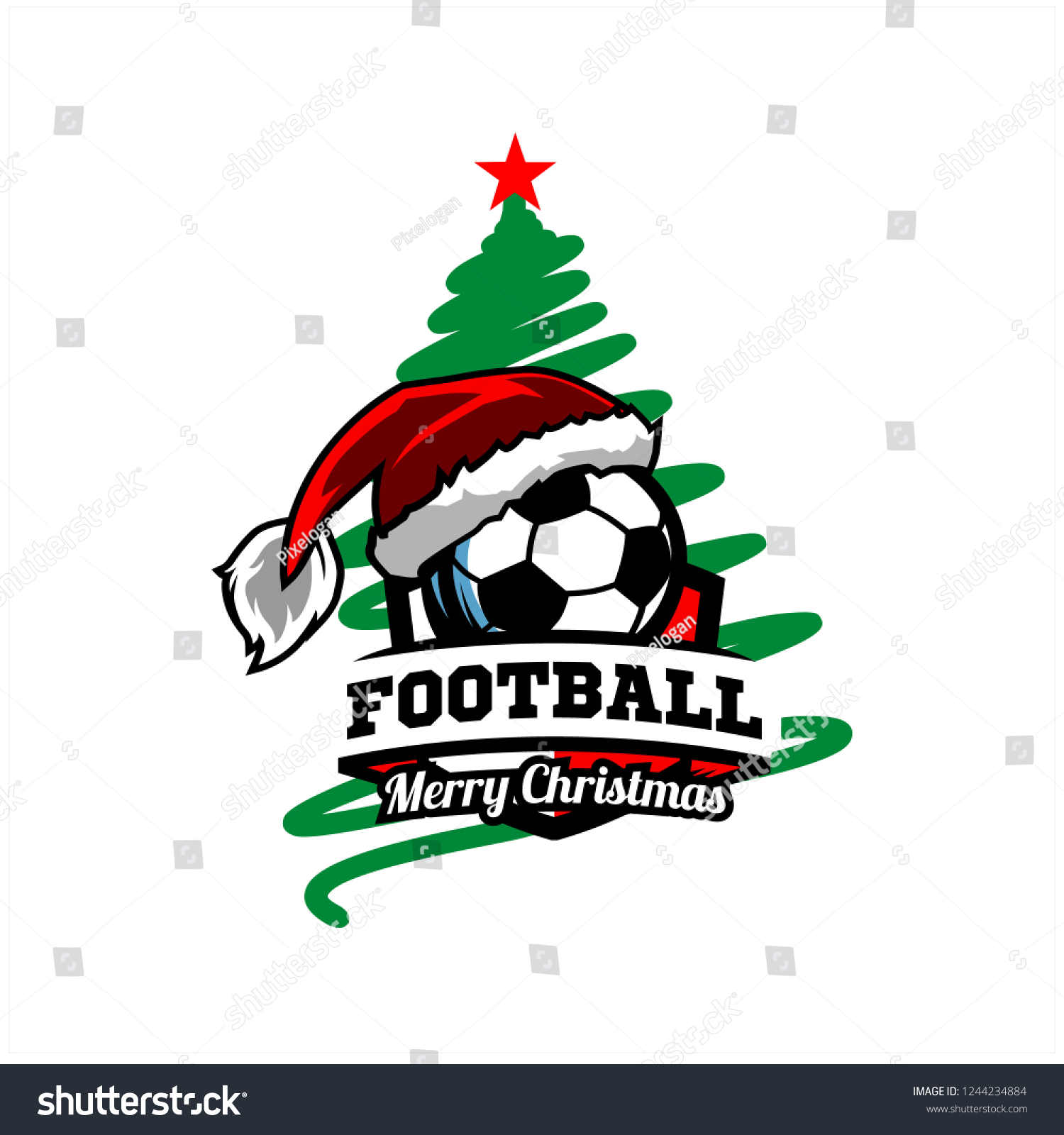 Soccer Football Christmas Tree Logo V0l Stock Vector (Royalty Free