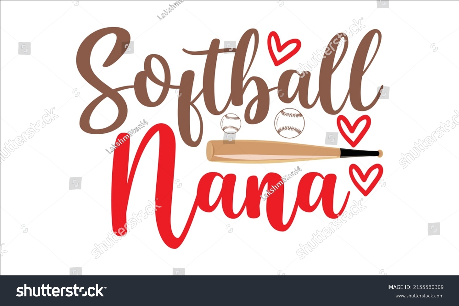 SVG of   Softball Nana -   Lettering design for greeting banners, Mouse Pads, Prints, Cards and Posters, Mugs, Notebooks, Floor Pillows and T-shirt prints design.
 svg