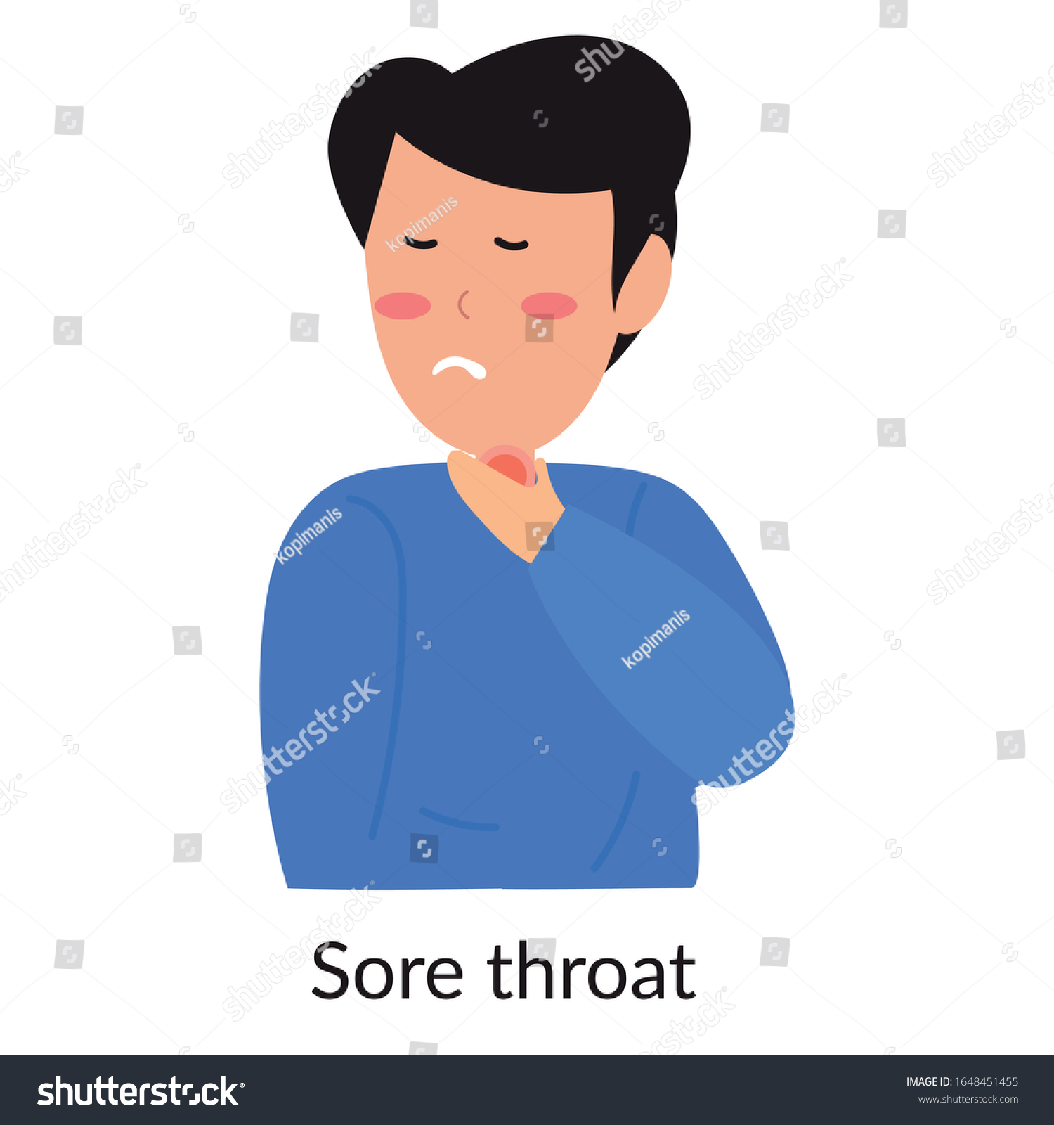 Sore Throat Human People Cartoon Vector Stock Vector (Royalty Free ...