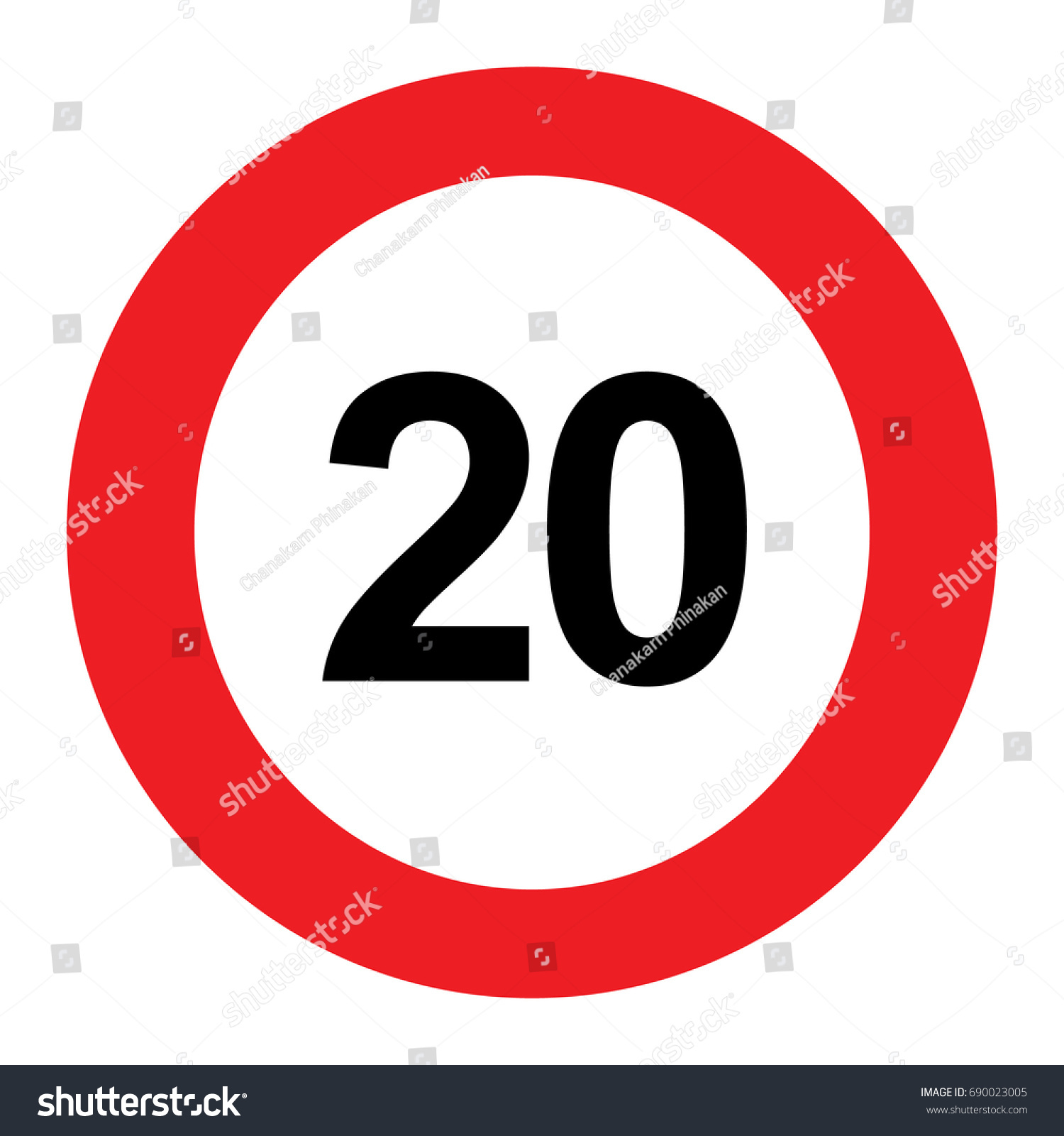 20 Speed Limitation Road Sign On Stock Vector (royalty Free) 690023005 