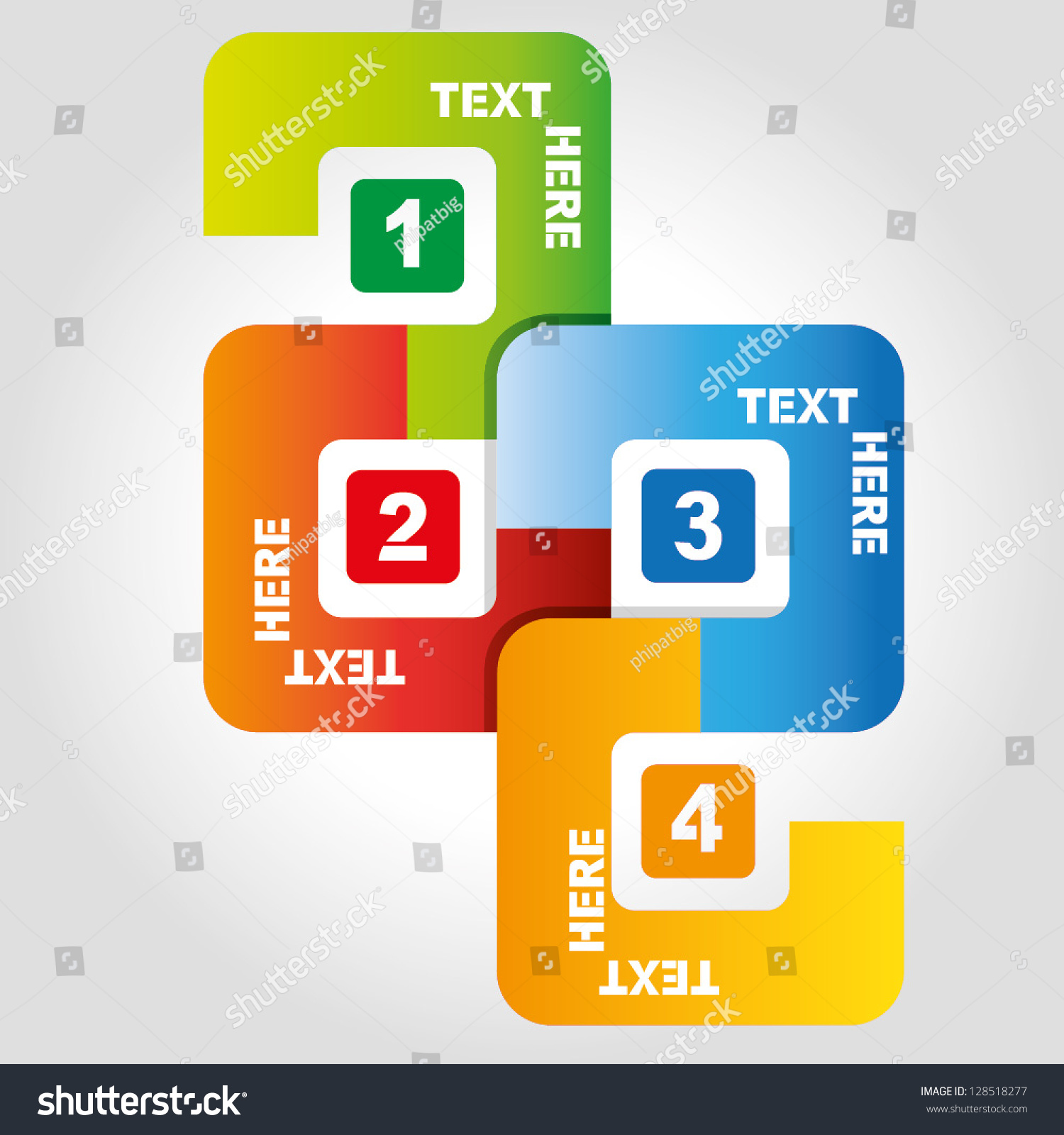 4 squares sequence diagram, business process flow presentation