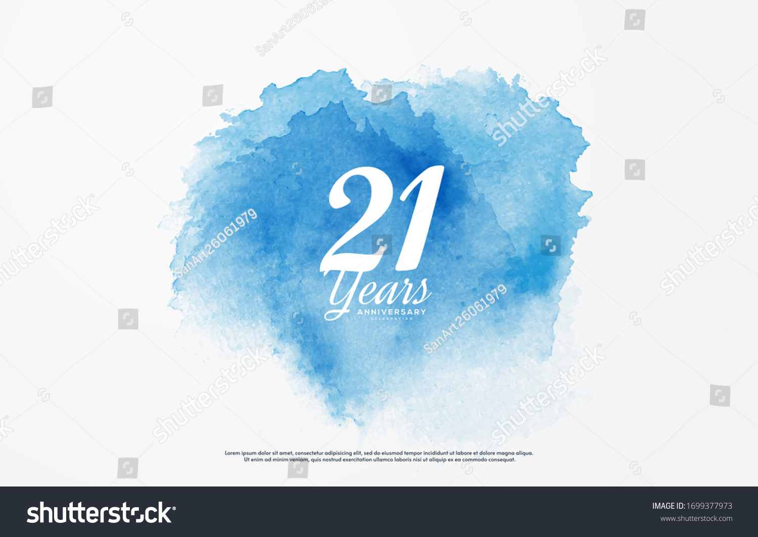 SVG of 21st anniversary background with illustrations of white numbers and the writing below on a water color background. svg