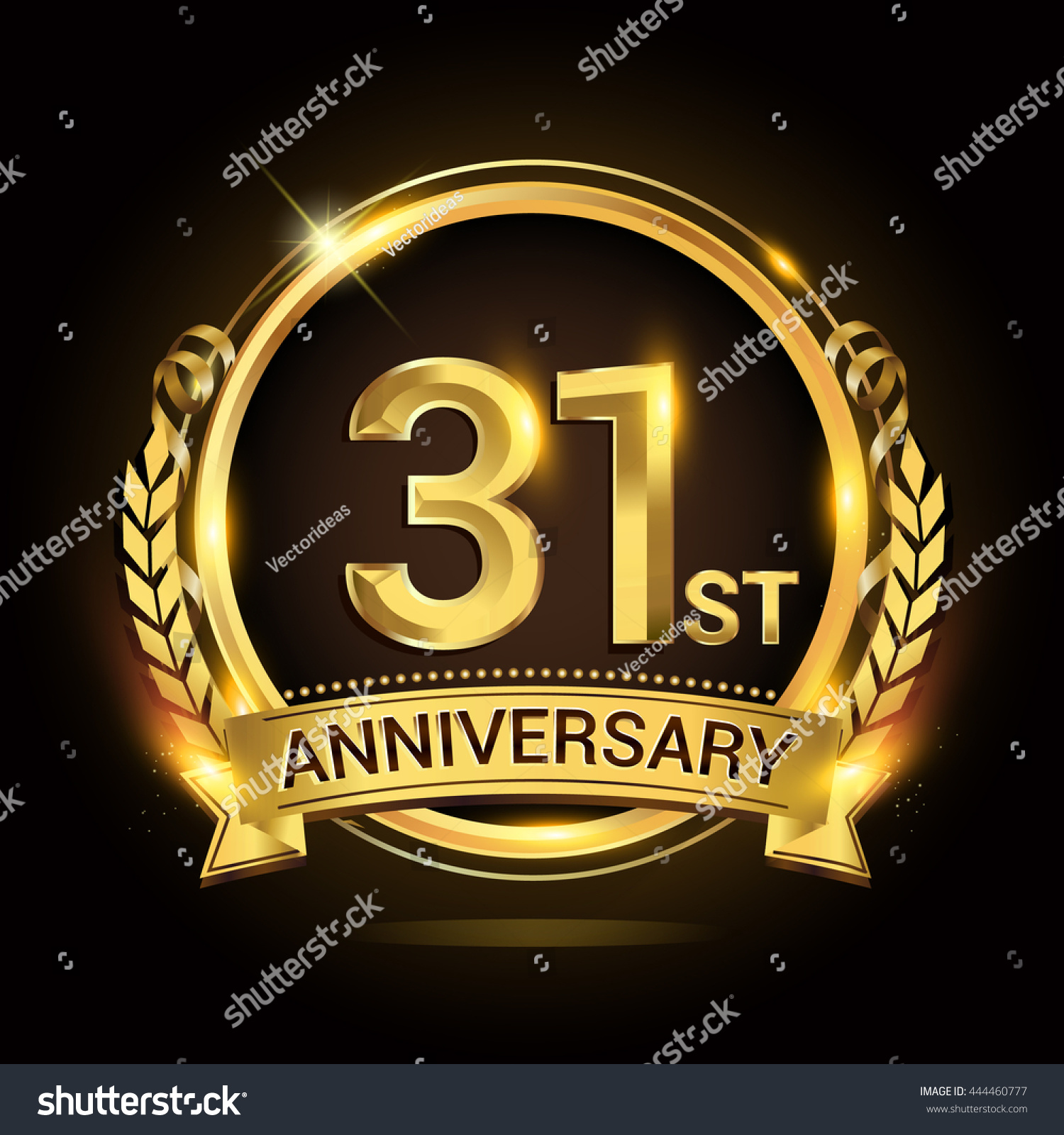 31st Anniversary Celebration Logo Golden Ring Stock Vector (Royalty ...