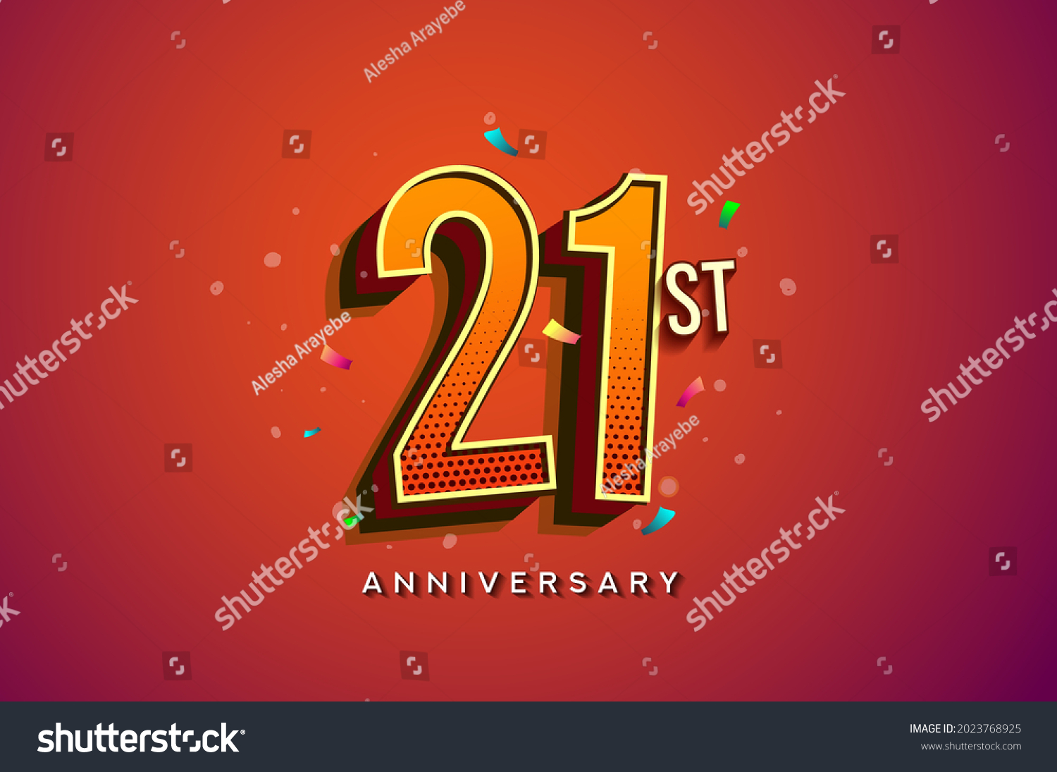 SVG of 21st Anniversary Logo Design With Colorful Confetti, Birthday Greeting card with Colorful design elements for banner and invitation card of anniversary celebration. svg